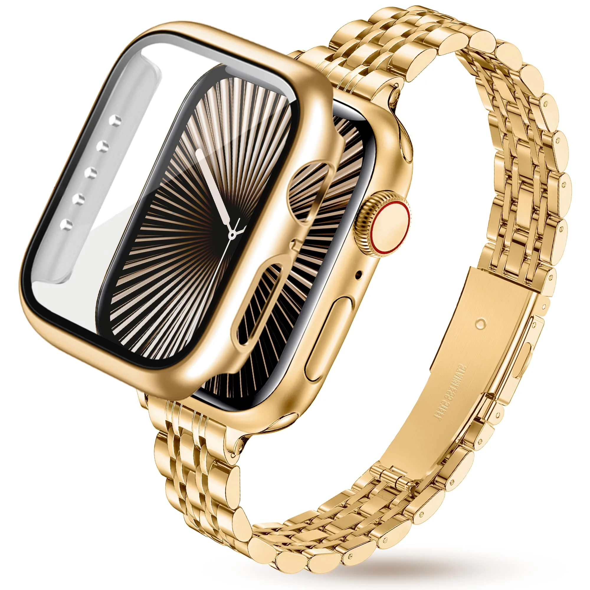 Damen Extrem Slim Metallarmband kmpatibel mit Apple Watch Armband 40mm 41mm 42mm(Series 11/10) 44mm 45mm 46mm, Wunderschön armband,feines Band und Hülle für iWatch SE 3 2 1, Series 11 10 9 8 7 6 5 4