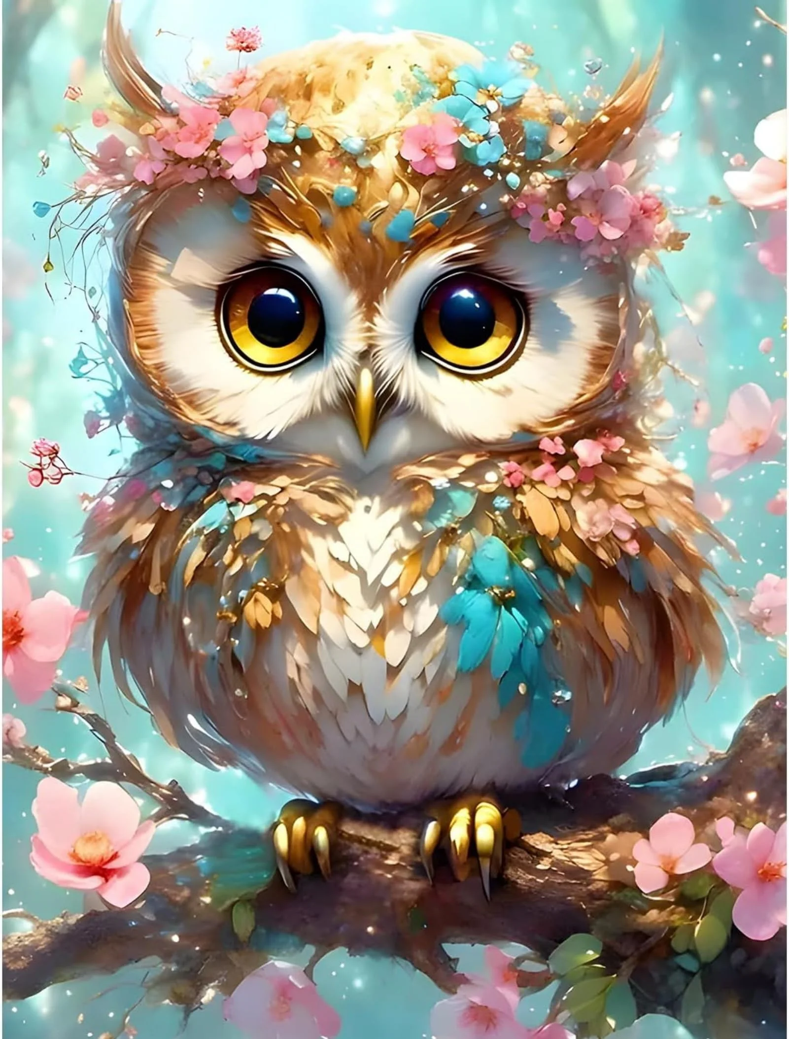 ParNarZar Diamond Painting Set 30x40cm 5D Diamant Malerei Bilder für Erwachsene & Kinder, owl Komplettset mit eckige steine, Full Drill DIY Kunsthandwerk Wanddeko