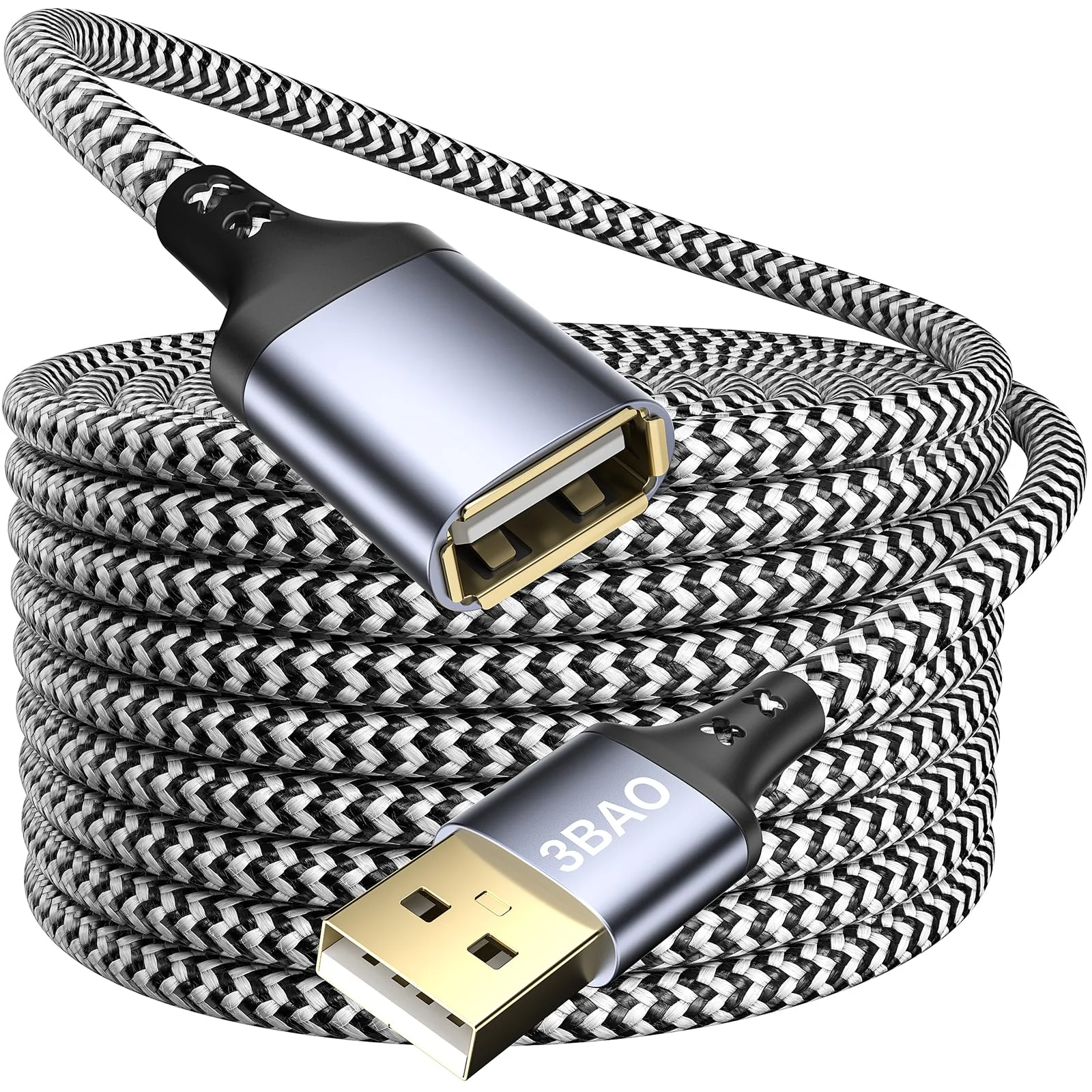 3BAO USB-Verlängerungskabel 8M, USB2.0 Ein männliches zu einem weiblichen Kabel USB-Verlängerungsleit Hochgeschwindigkeitsdatenübertragung kompatibel für Drucker, Scanner, Kamera, Tastatur, Kartenlese