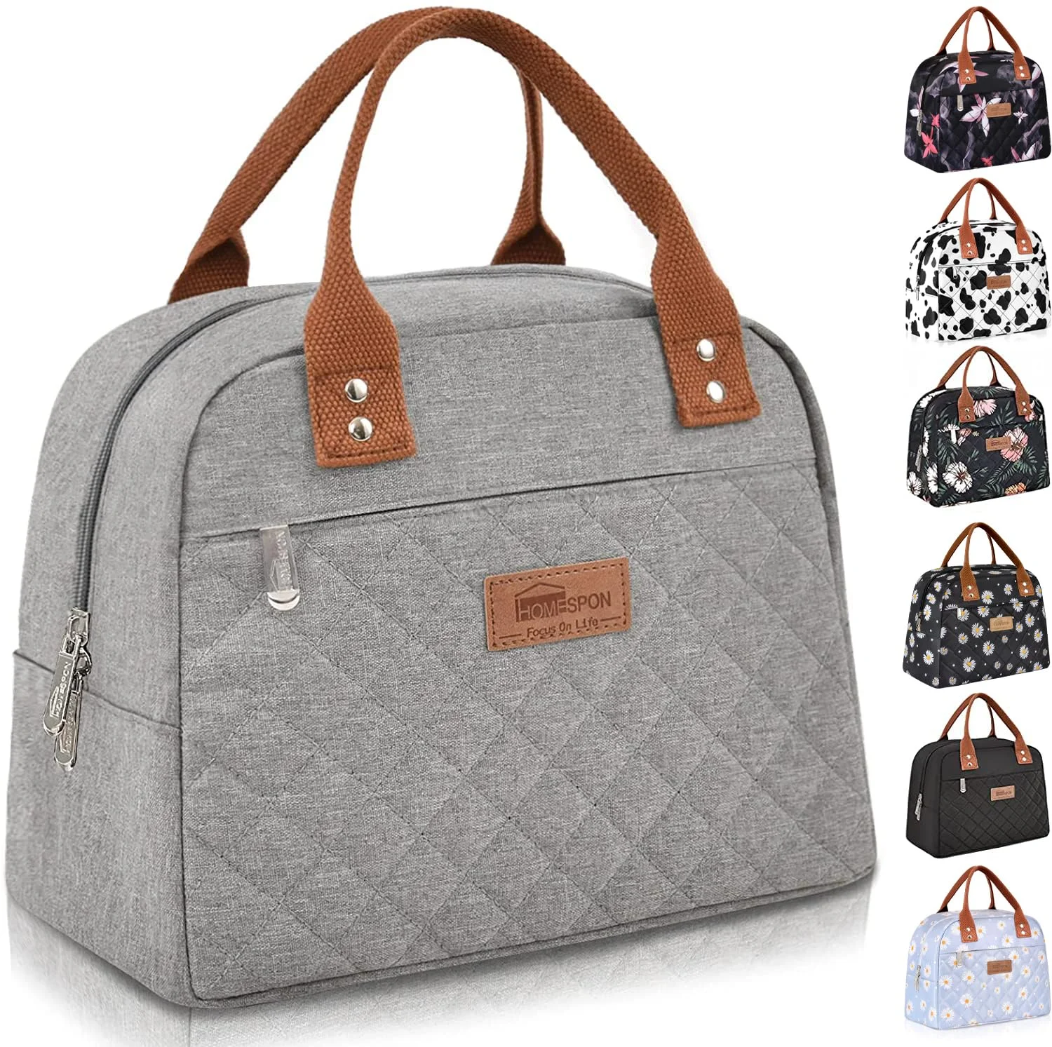 HOMESPON Isolierte Lunchtasche Kühltasche, für Damen Herren Arbeit Picknick | Fronttasche, Seitentaschen, Wiederverwendbar, Arbeit, Picknick, Brotdose
