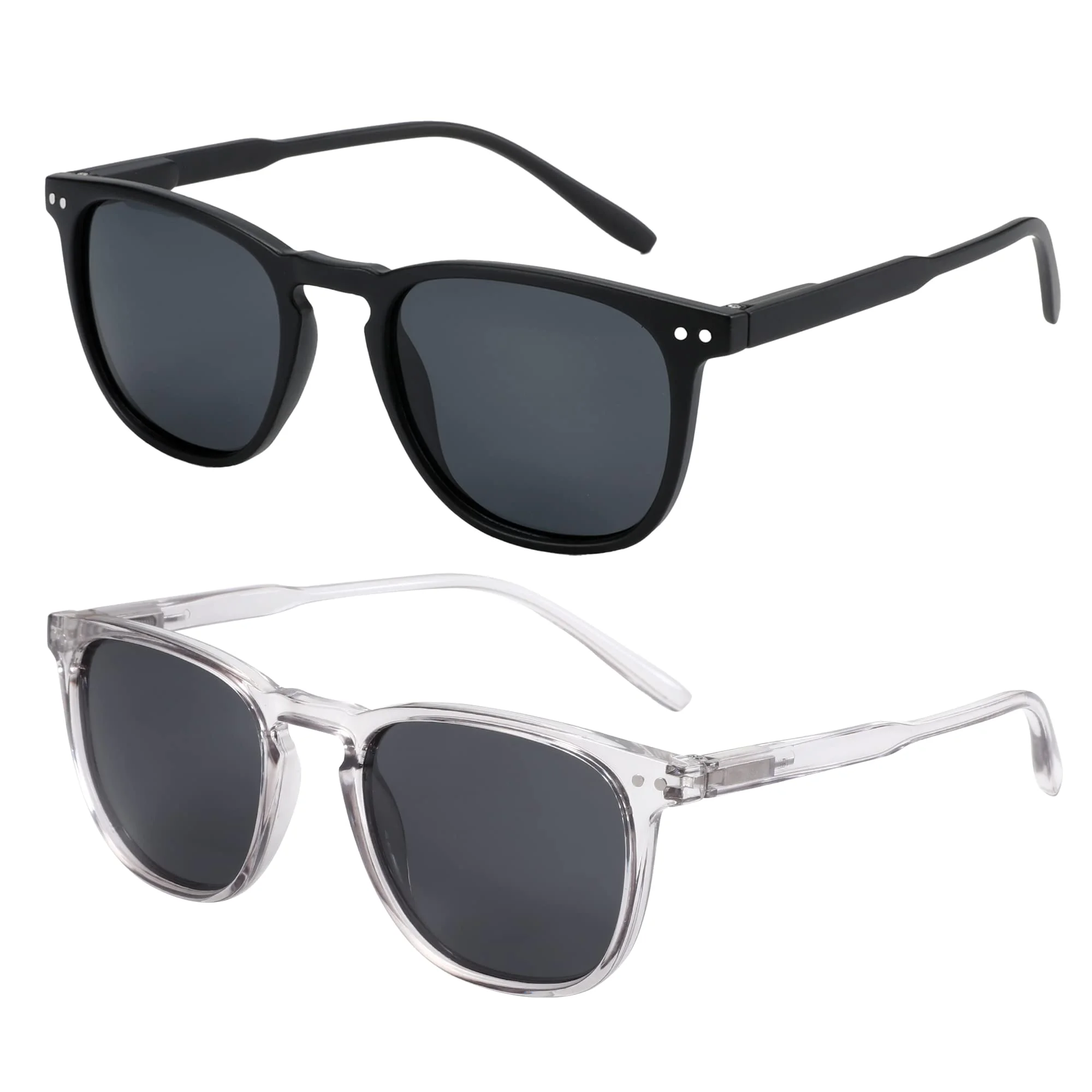 ZENOTTIC 2 Paare Polarisierte Sonnenbrille Damen Herren Retro Vintage Runde Quadratische Unisex UV400 Schutz