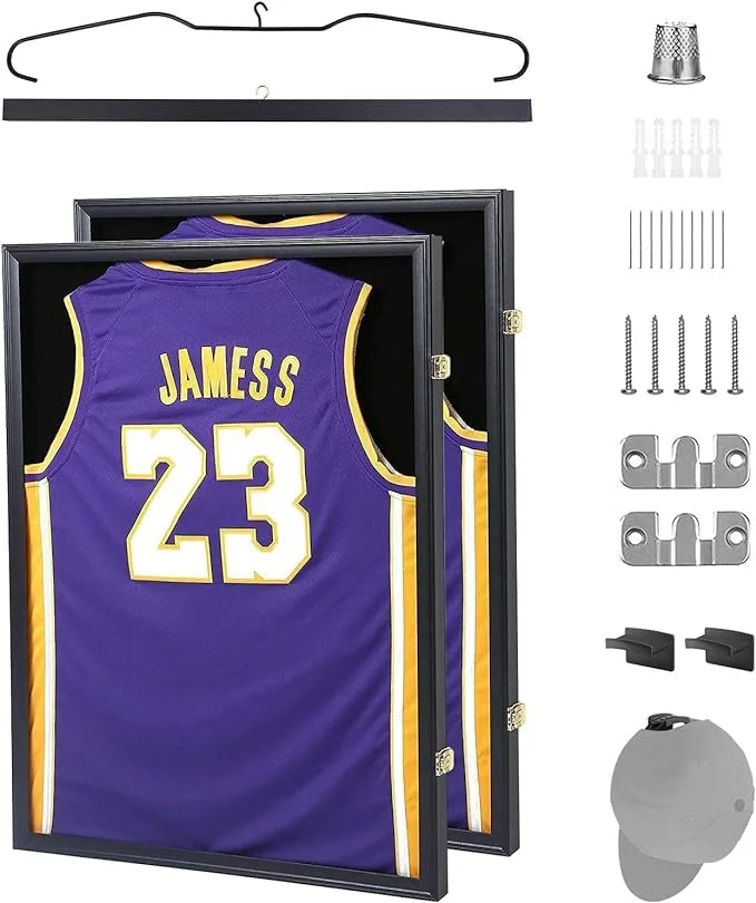 Nice C Trikotrahmen, Rahmen Trikot, Rahmen für Trikot, Trikotrahmen Fußball, Trikot Bilderrahmen mit 98% UV-Schutz, Kleiderbügeln und Haken, Valet-Pinnwand, Acryl, Basketball (2 Packung)
