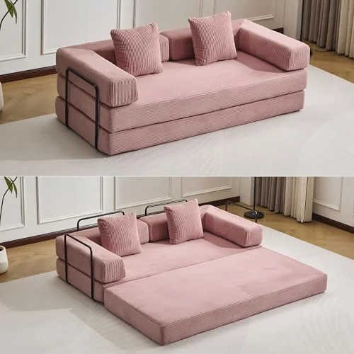 PixelPilot Schlafsofa 2-Sitzer 195 cm, ausklappbares Cord-Sofa mit Schlaffunktion und stabilem Rahmen, Loveseat für Wohnzimmer, Gästezimmer und kleine Räume
