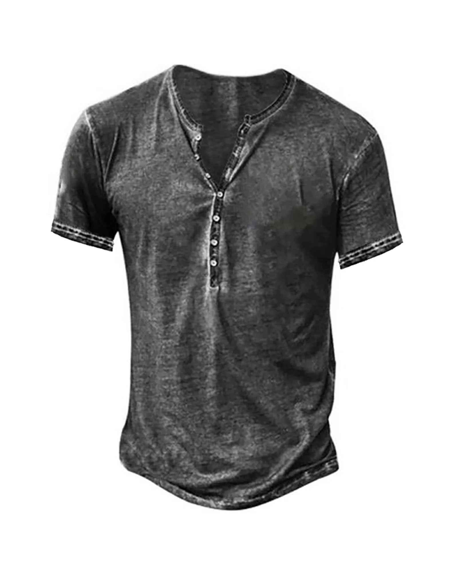 NEMXCE Hemd Herren Vintage Henley Shirt Kurzarm/Langarm T Shirt V Ausschnitt Slim Fit T-Shirt