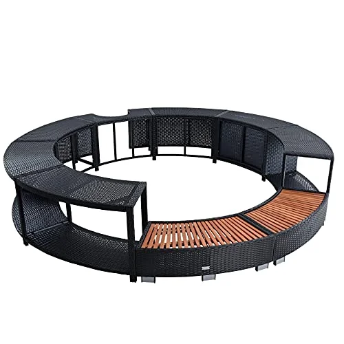 ESTEXO Poolumrandung Poolverkleidung Whirlpool Umrandung Polyrattan Verkleidung Einfassung Rund 200 cm