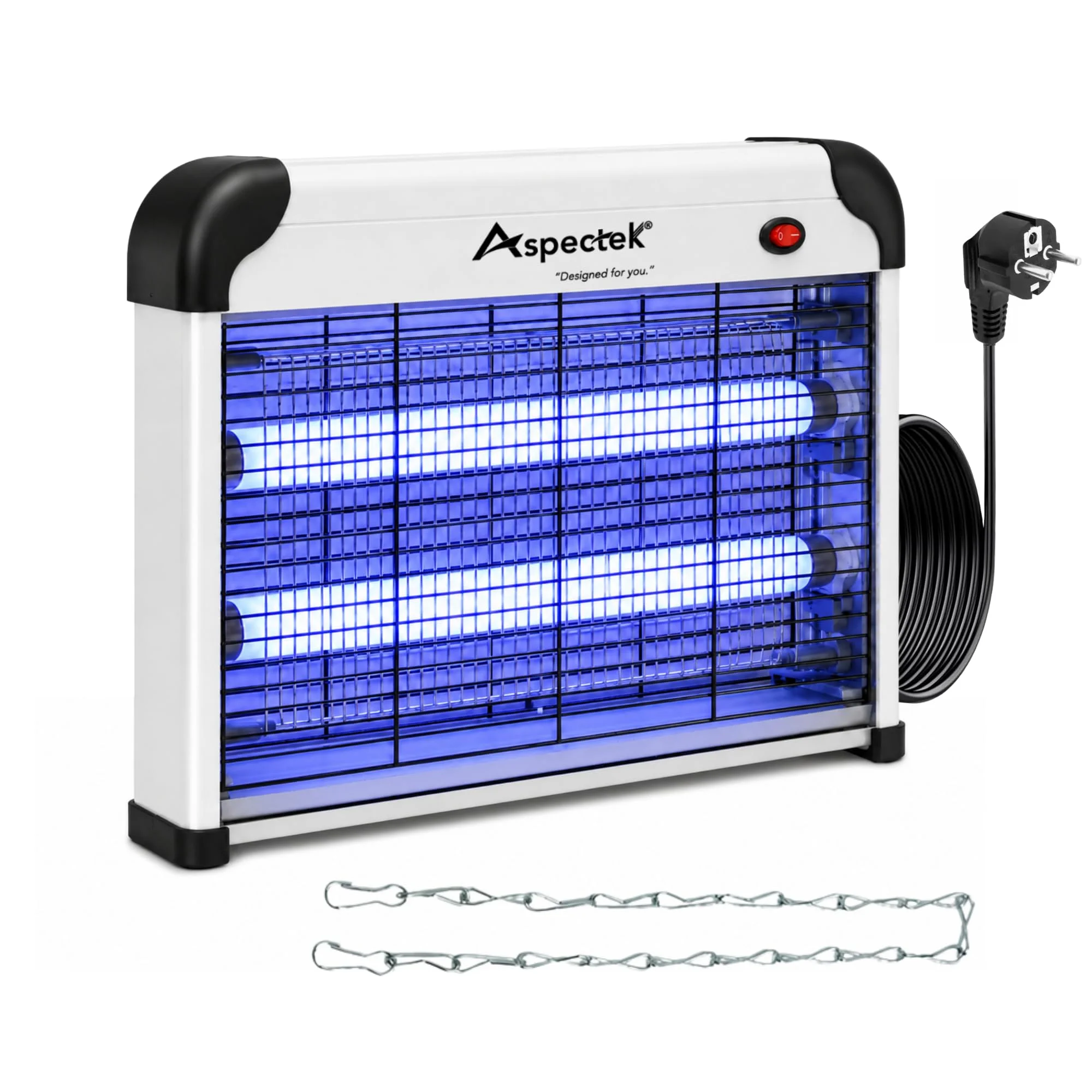 Aspectek Elektrischer Insektenvernichter 20W Ohne Leuchtmittel, UV Mückenlampe Für Innenräume Und Überdachte Außenbereiche, Insektenfalle Gegen Mücken, Fliegen, Motten, Garage, Terrasse, Keller