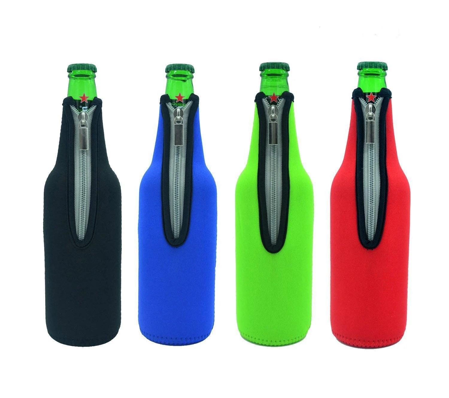 4 Stück Koozies Thermohülle Isoliertasche Hülle Tasche für Flasche 520 ml (17,6 oz) aus Neopren mit Reißverschluss hält Ihre Getränke länger kalt 4 Colors