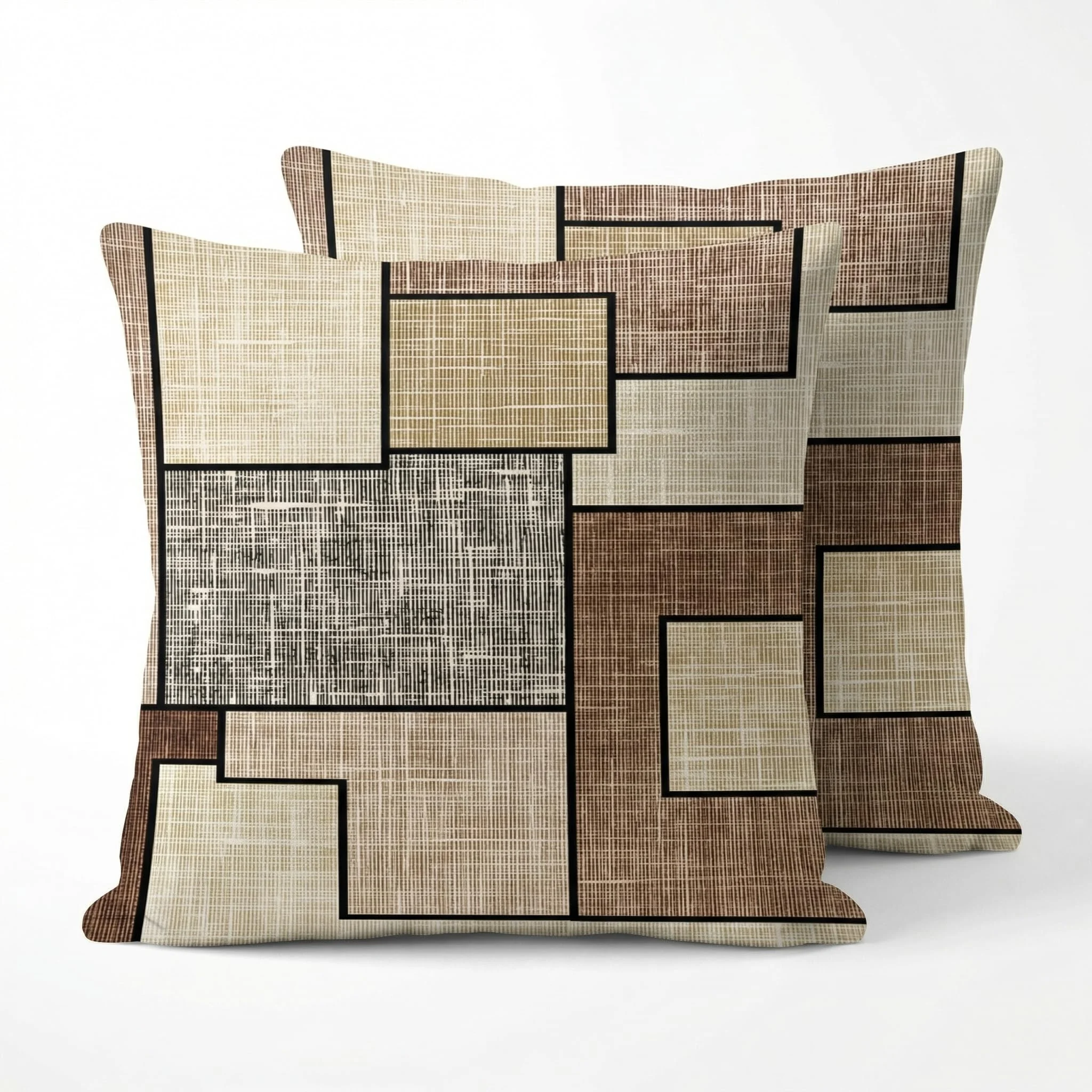 Kissenhülle 40x40 Geometrisch 2er Set, klares modernes Design für Sofa | Glatter atmungsaktiver Stoff, minimalistische Raumdekoration, tolles Geschenk