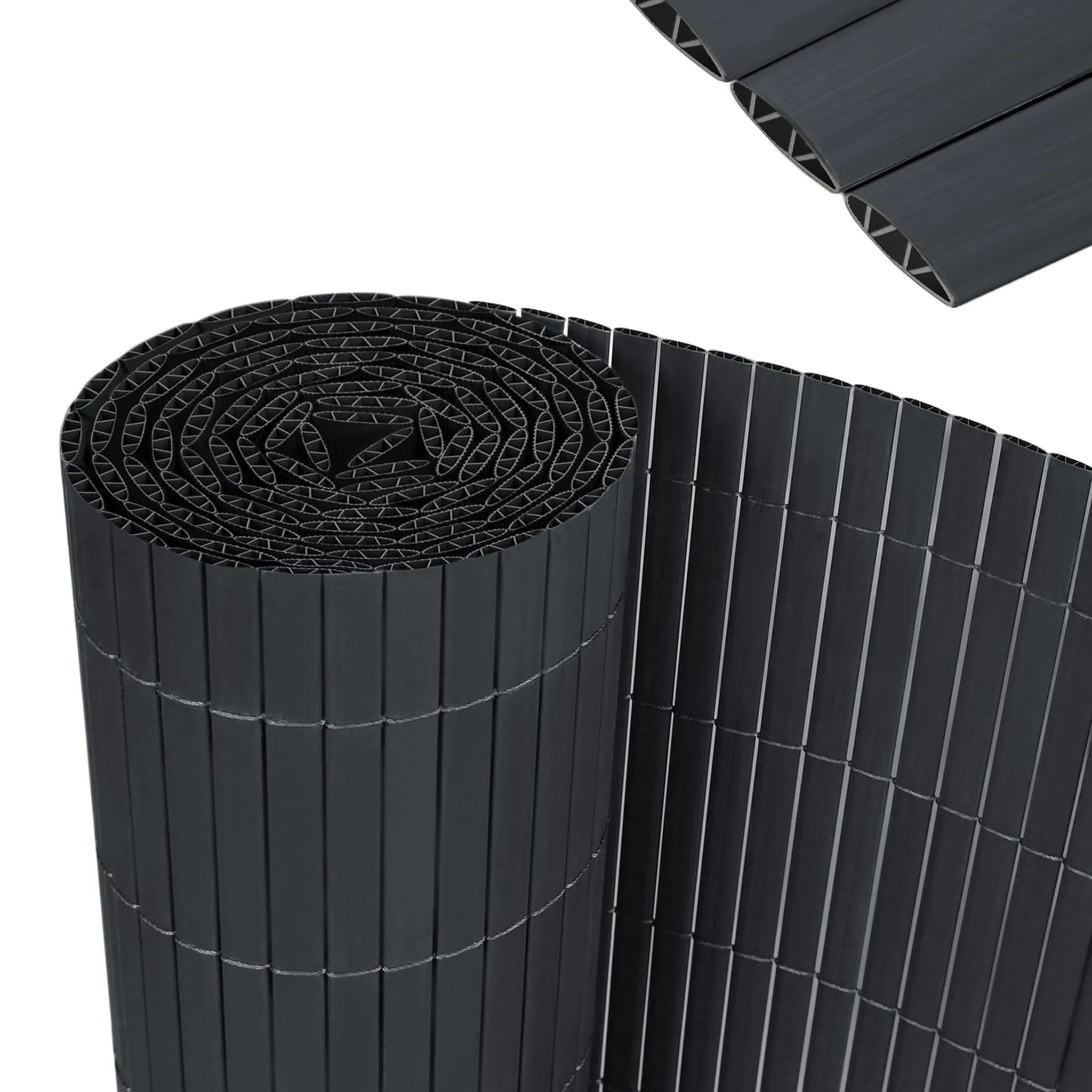 YRHome PVC Sichtschutzmatte 80x1000cm Stabile W-Form Sichtschutzzaun Balkon Balkonsichtschutz Sichtschutz mit Kabelbindern Windschutz Wetterfest UV-beständig für Garten Terrasse, Anthrazit