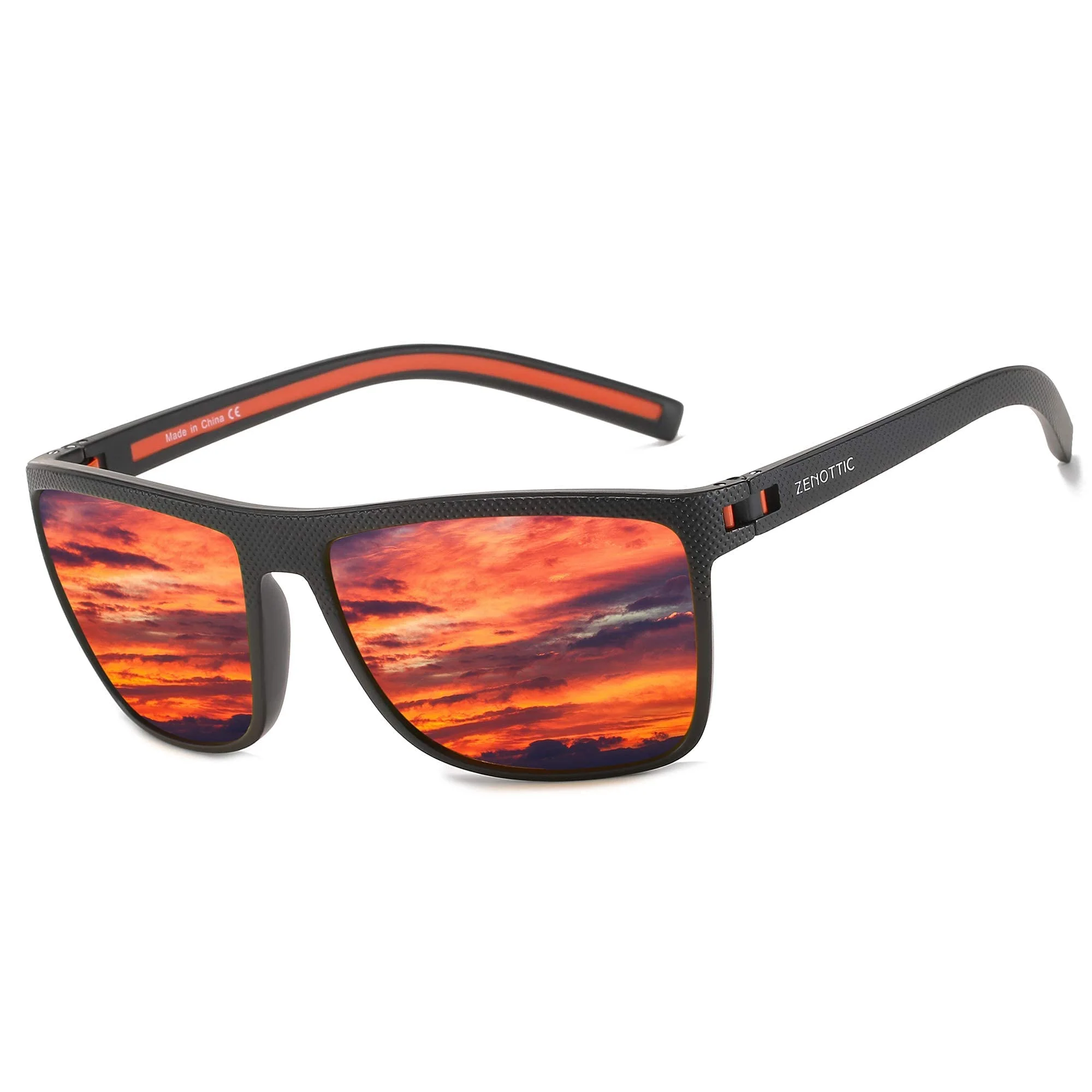 ZENOTTIC Sonnenbrille Herren Polarisiert Leichte TR90 Rahmen UV400 Schutz Quadrat Sonnenbrille
