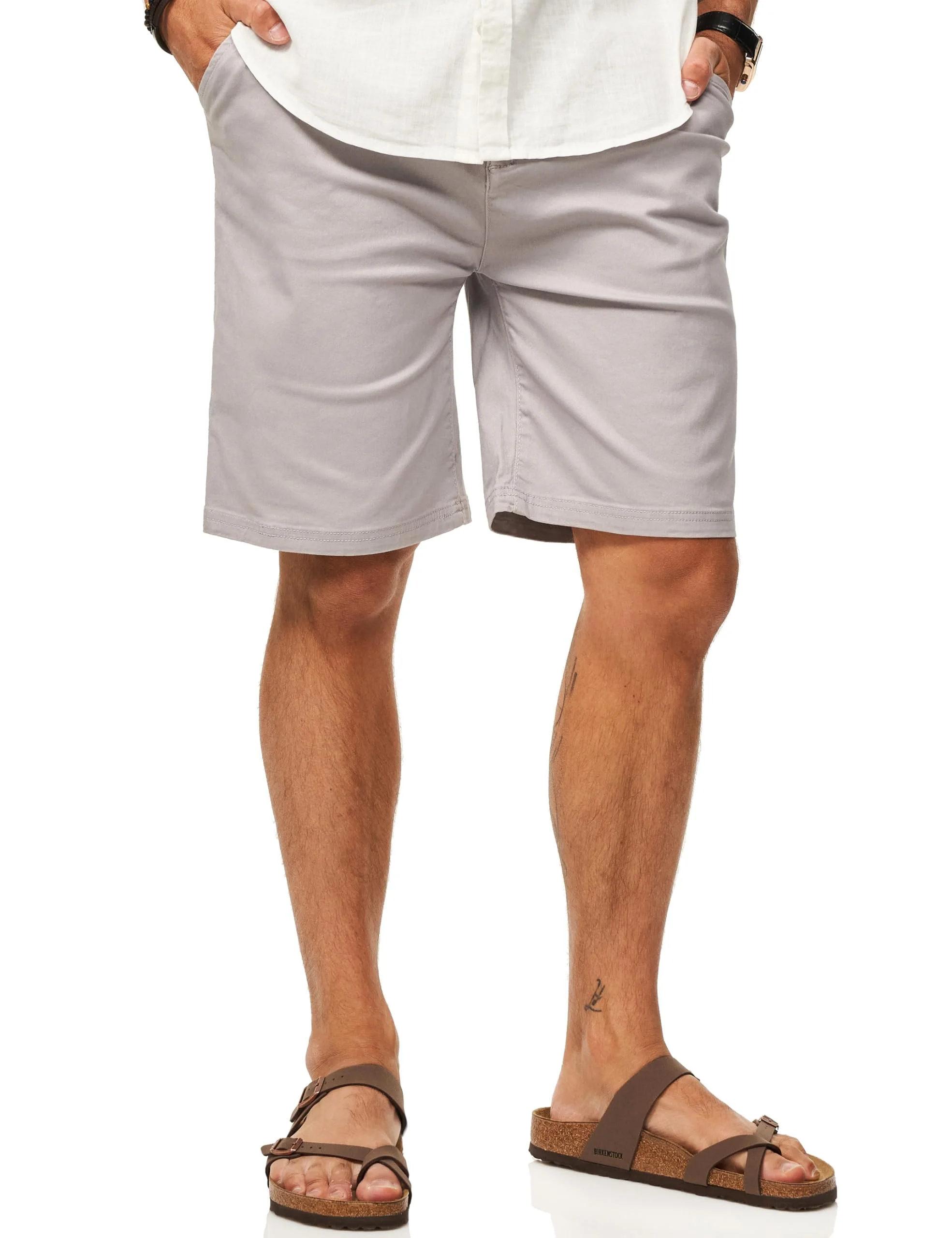 Soulstar Herren Chinoshorts Kurze Hose mit Stretch incl. Canvas-Gürtel - Bermuda Sommershorts für Männer - Elastische Shorts im Regular-Fit