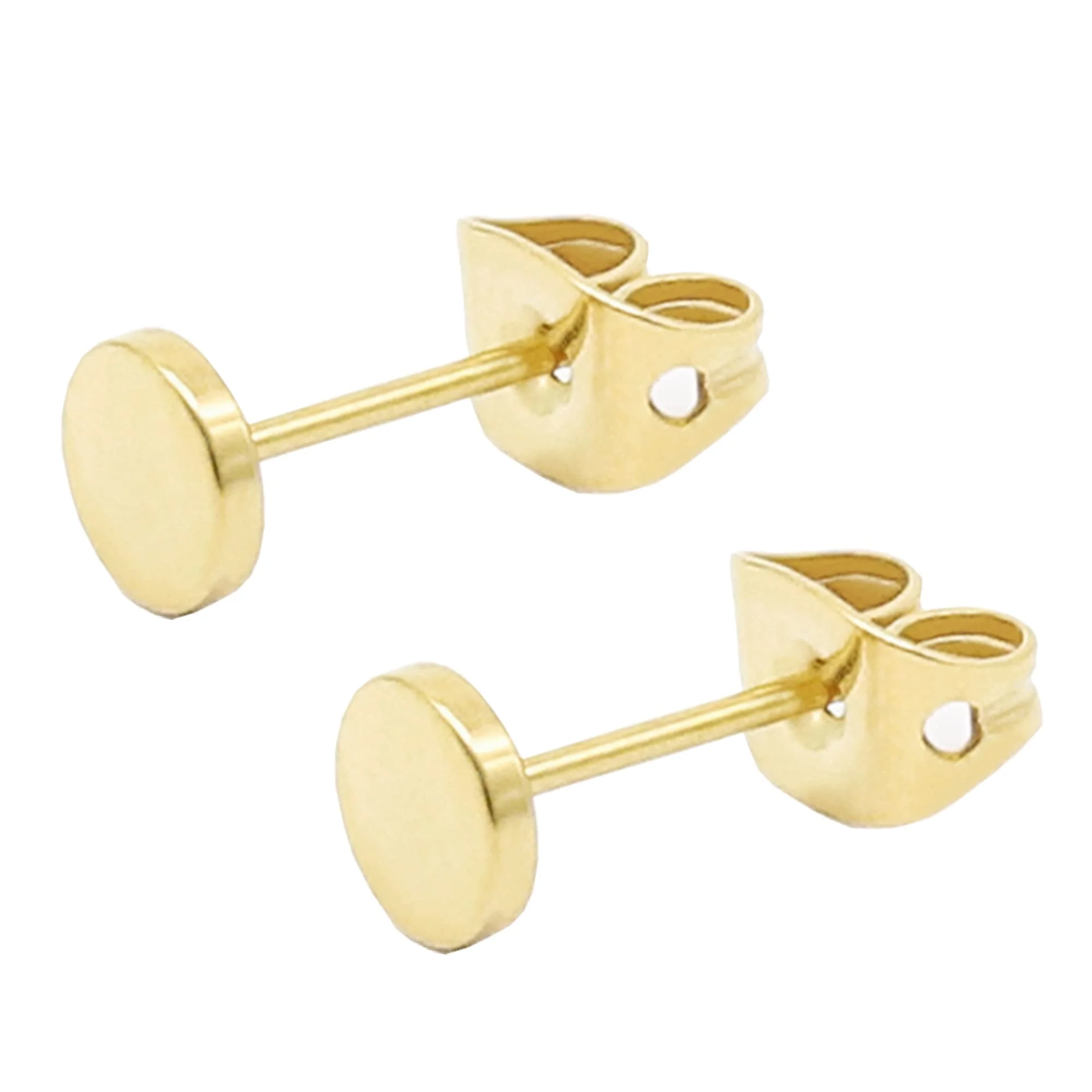 Artskin Titan Ohrstecker Hypoallergen für Damen Herren Mädchen 3mm-5mm Optionen Roségold/Gold/Silber/Schwarz Rund Flach Scheibenohrringe für empfindliche Ohren