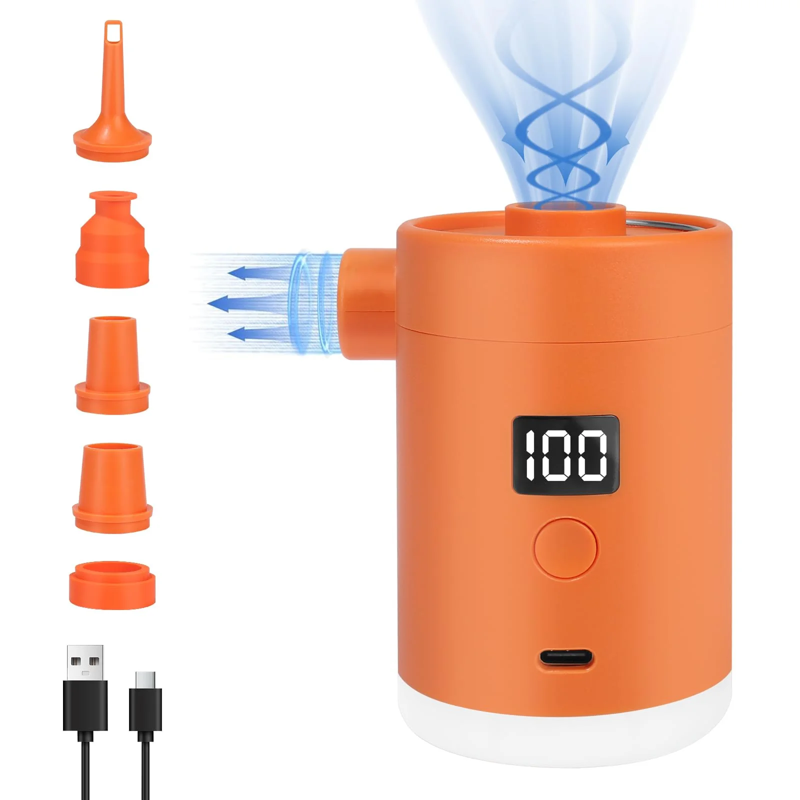 Elektrische Luftpumpe Pumpe Akku: Minipumpe Wiederaufladbare Batterie leicht und ultraschnell aufblasen und entlüften Mini Portable Electric Air Pump,Ideal für Pool Luftmatratze Schwimmring