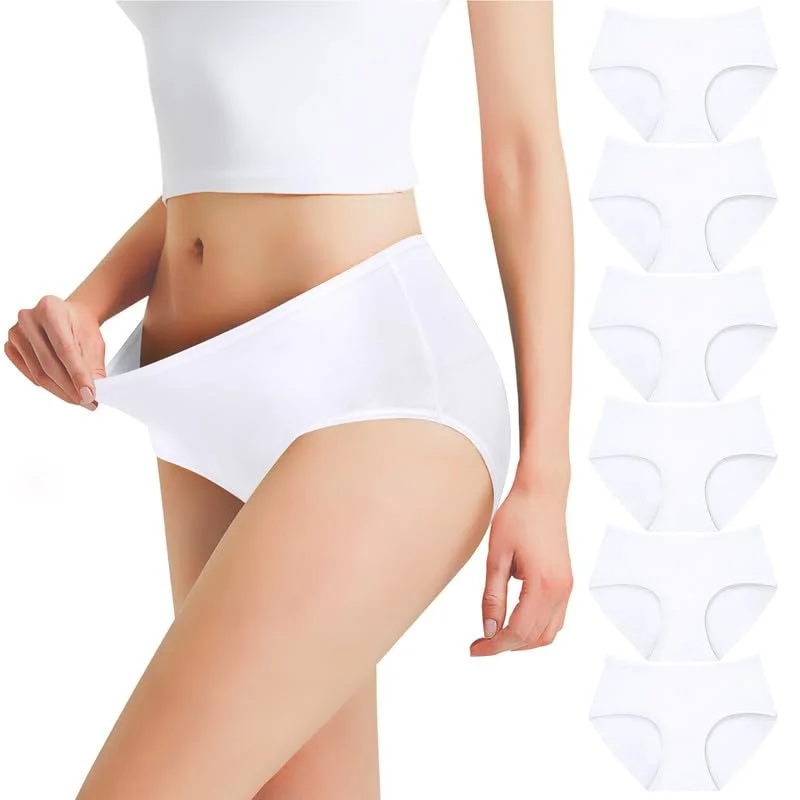 Falechay Unterhosen Damen Unterwäsche Slips 6er Pack Pantys Mittel Taille | Baumwolle,Atmungsaktiv,Etikettenlos,Hautfreundlich,Hipster