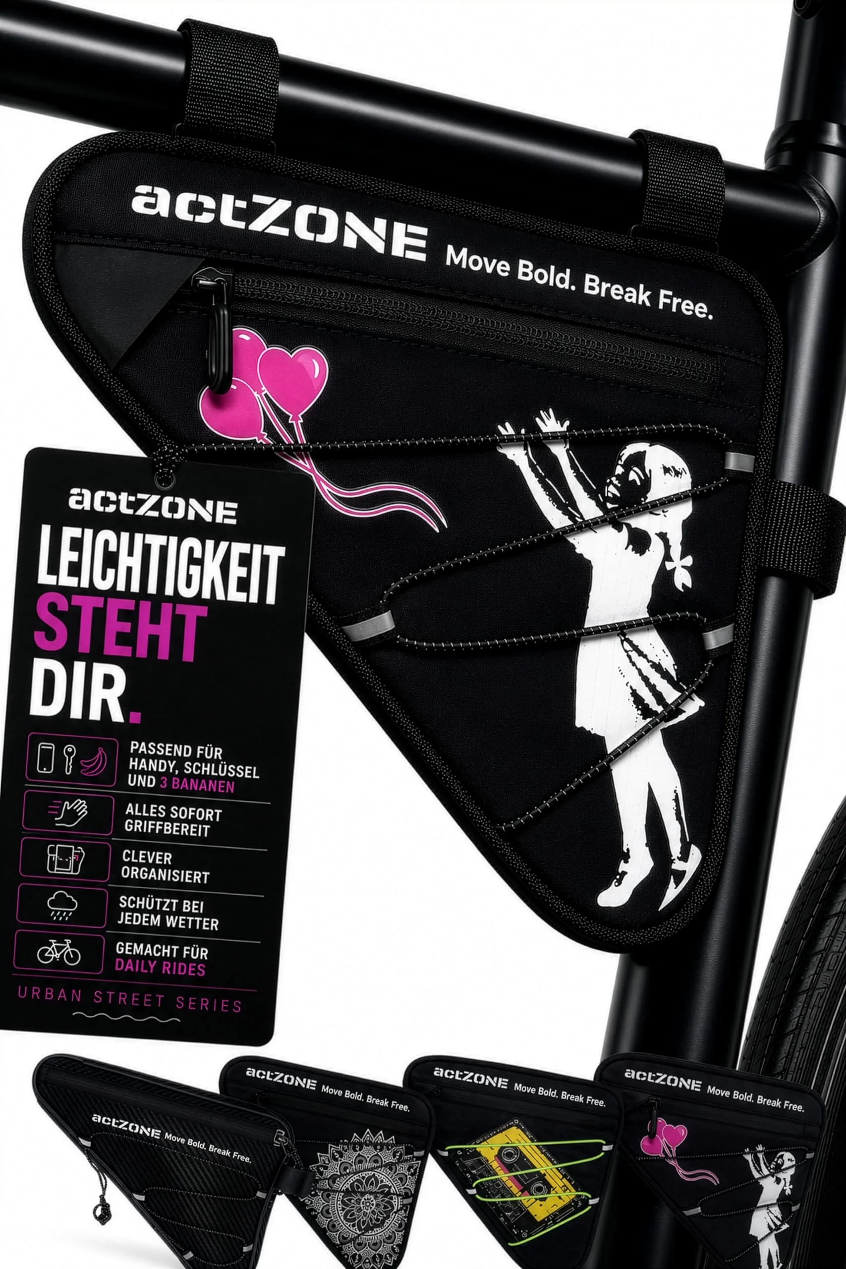 actZONE Fahrrad Rahmentasche - Fahrradtasche Rahmen Klein | Dreiecktasche Fahrrad | Dreieckstasche Fahrrad | Fahrradtasche Dreieck | Rahmentasche Klein | Wasserdicht | Dreams in Motion