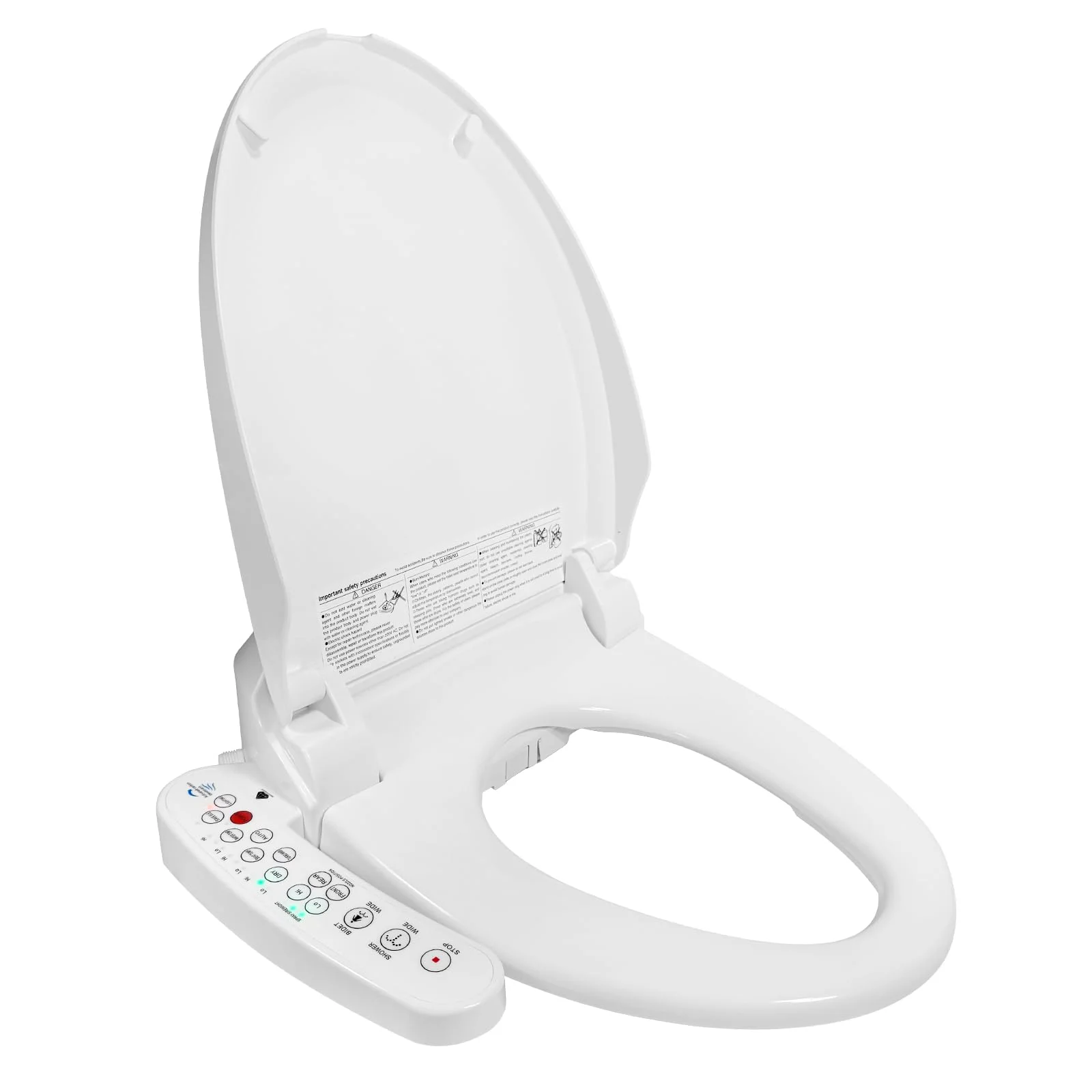 Kwanner Intelligenter Smart Toilettensitz, Länglich, Elektronisches Bidet, WC Dusche, Beheizter Sitz Japanische Toilette, Mit Seitlichem Bedienelement, Selbstleerender Wassertank-Technologie (Weiß)