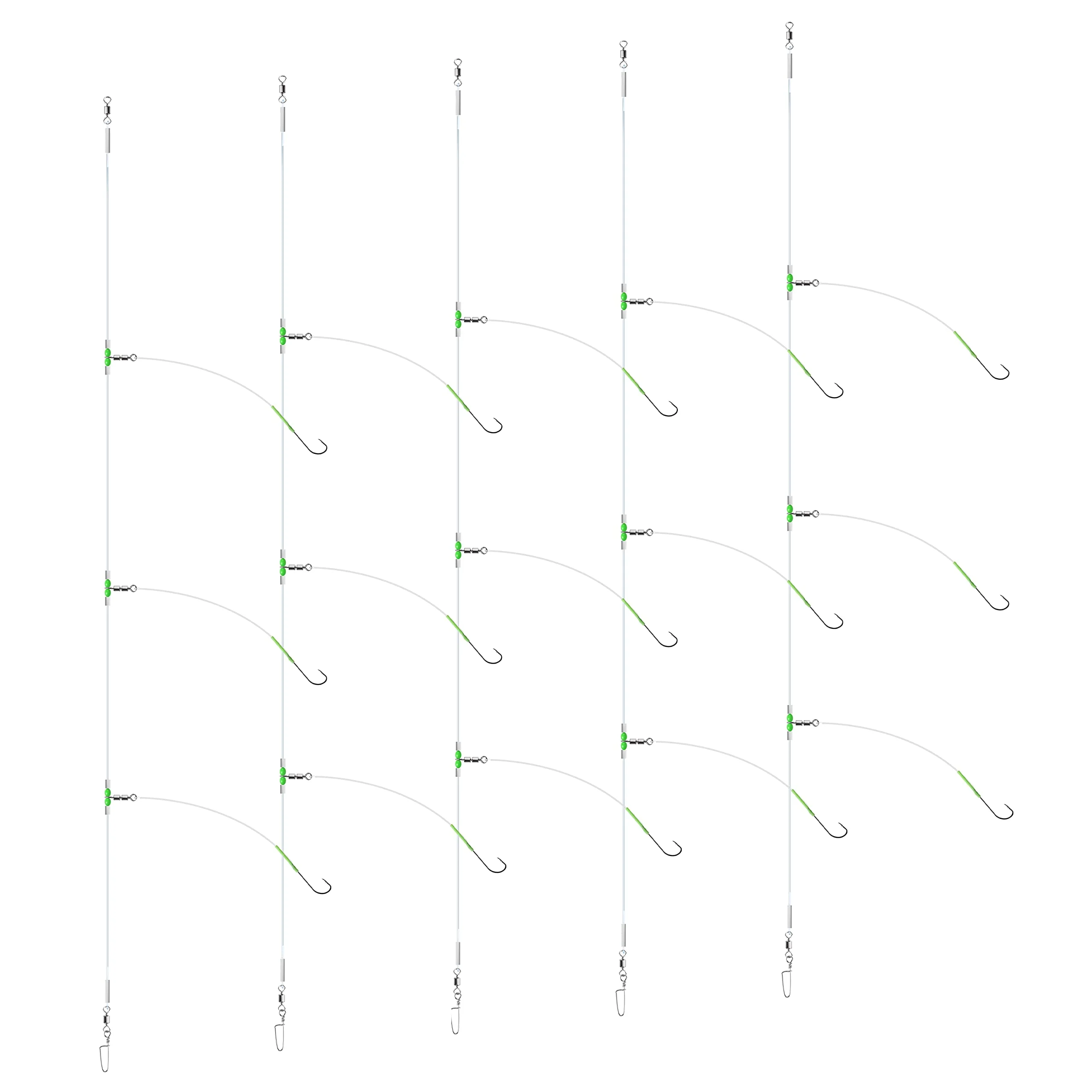 Luroad 5 Stück Angelhaken für Meeresangeln, Flapper-Rigs für Meeresangeln, Strandwerfen, Uferfischen, Flunder, Whiting, Barsch, Scholle