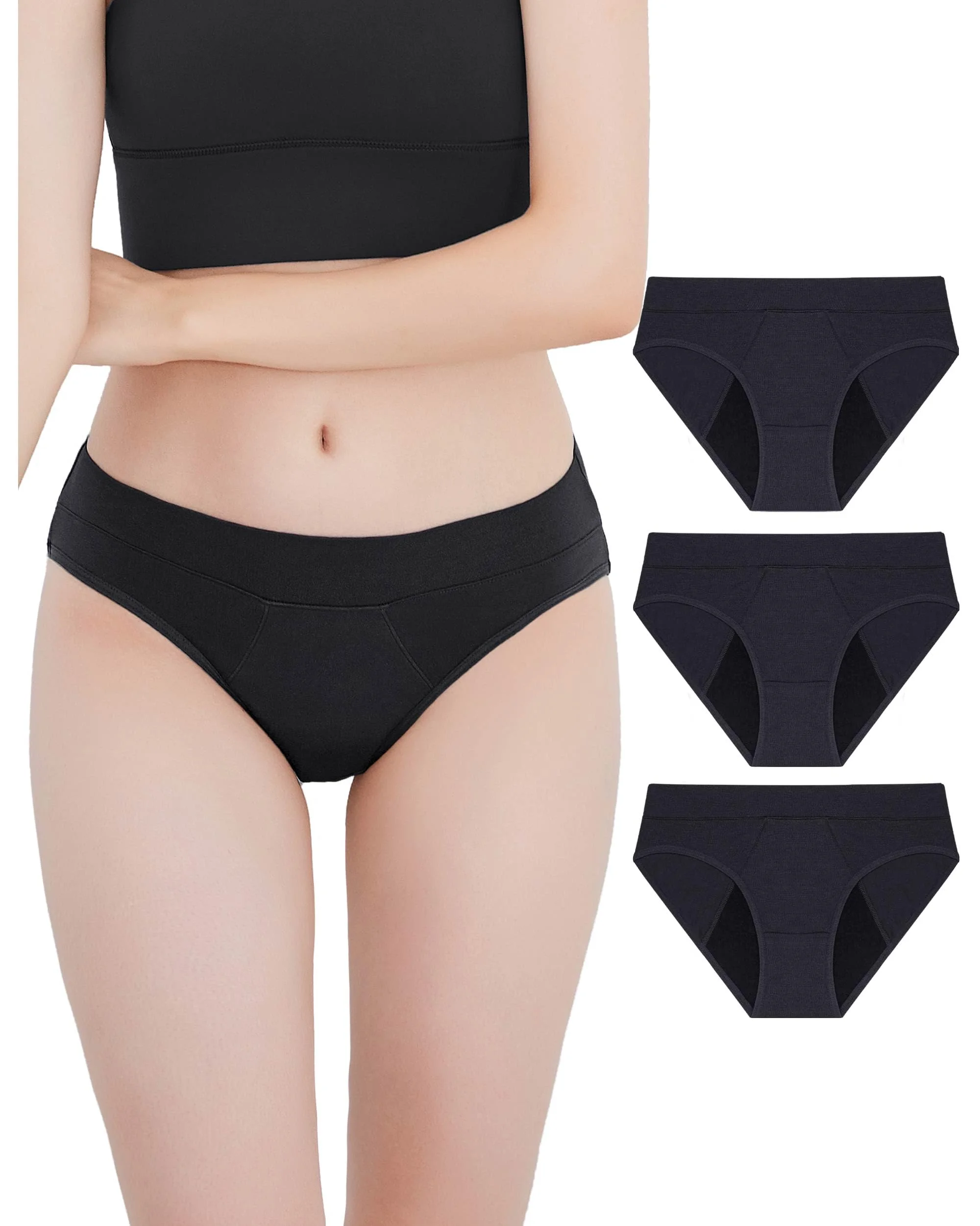 Neione Periodenunterschwäsche Mittlere Blutung Damen Hipster Unterwäsche für Menstruation Postpartum 3er Pack