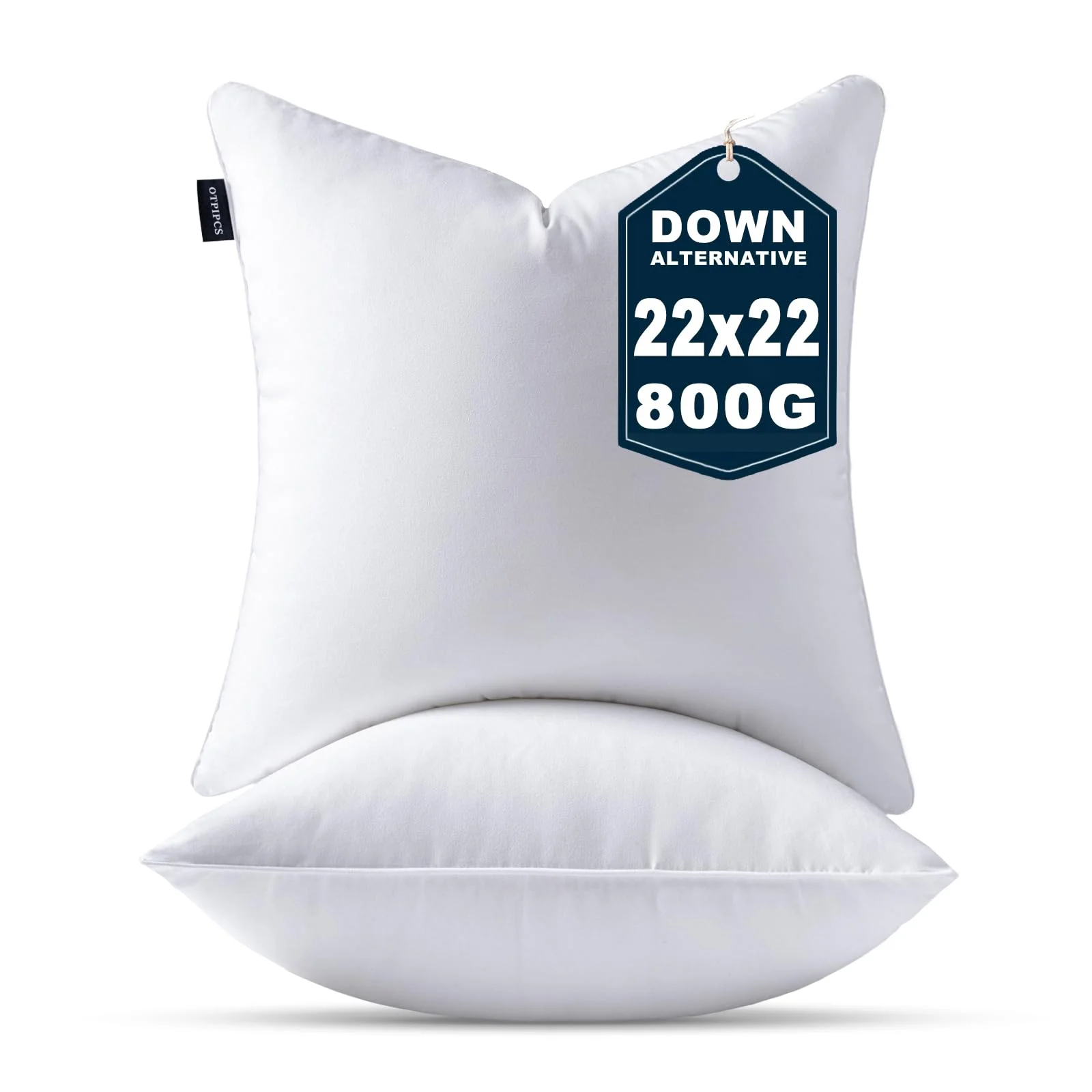 OTPIPCS 2er Set Kissenfüllung 55 x 55 cm Daune Alternative Weiß Quadratisch Kissen für Couch Größe Innenkissen Sofakissen Dekokissen Kopfkissen Zierkissen Inlett Cushion Bett Zierpolster 22x22 Zoll