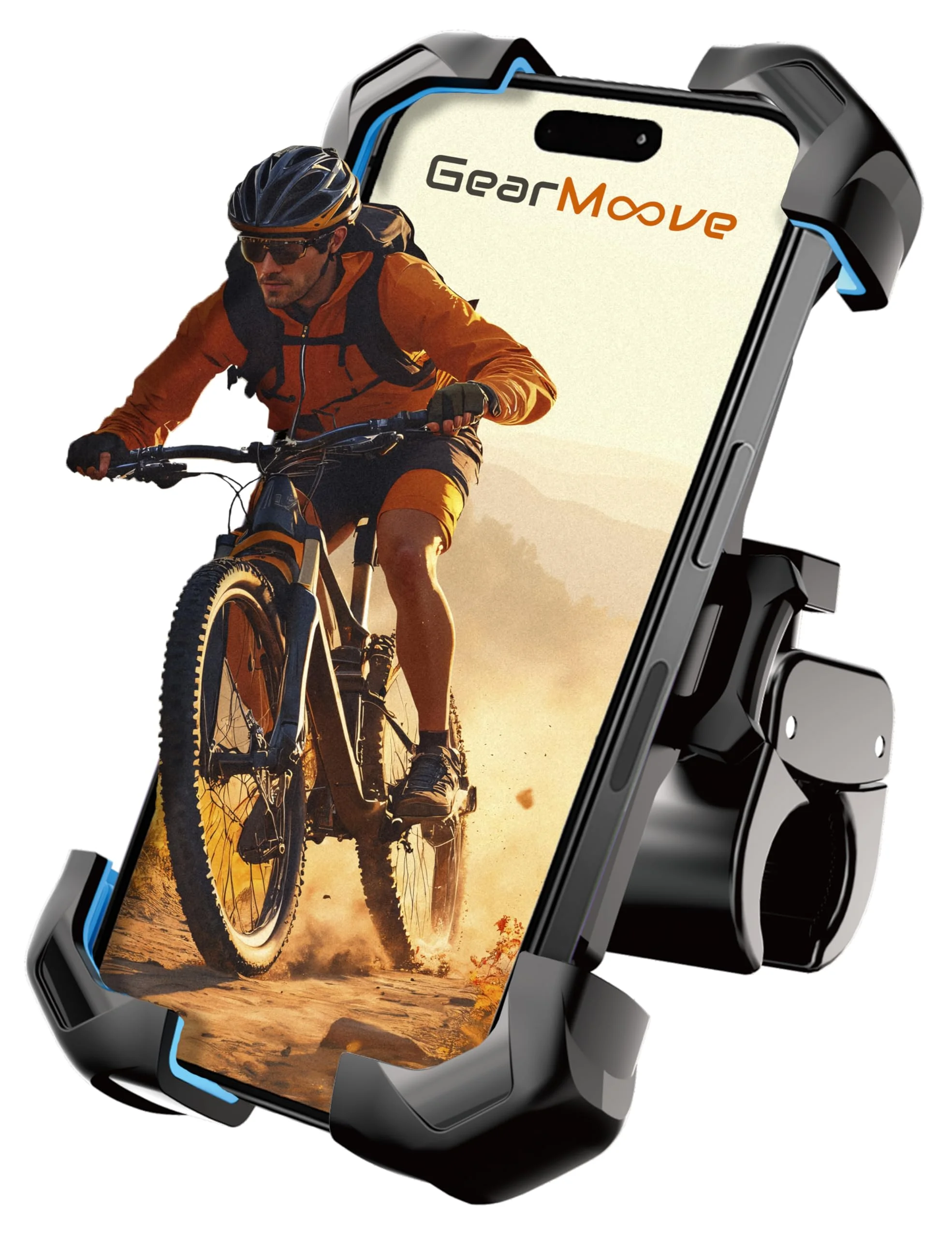 GearMoove Premium Handyhalterung Fahrrad & Motorrad – 360° drehbar, vibrationsgedämpft, Lenker 22–32mm – Universal für iPhone 17/16/15/14 Pro Max & Samsung S24, 4,7–7 Zoll