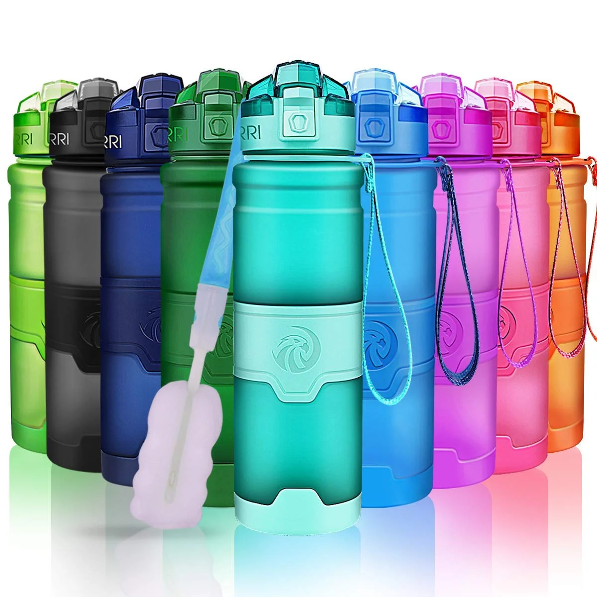 ZORRI Trinkflasche Sport 1L, 700ml, 500ml, 400ml BPA-Frei Wasserflasche Kohlensäure Geeignet Auslaufsicher, Eco Sportflasche Für Kinder Schule, Gym, Fitness, Fahrrad