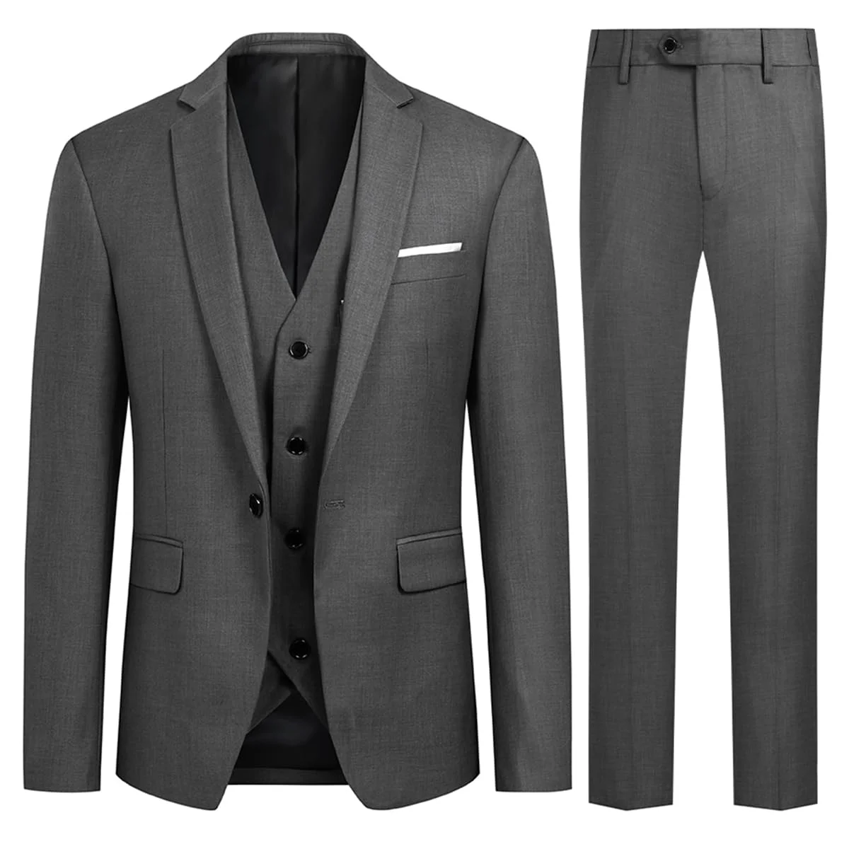 Allthemen Herren Anzug 3 Teilig Slim Fit Anzüge Business Hochzeit Modern | Sakko Hose Weste, Formelle Arbeit, 1 Knopf, Revers, Einfarbig, Einreihiger, Smoking, Kmoplett Set, Elegant