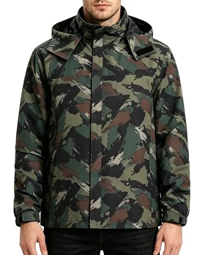 ACCNUO Regenjacke Herren Wasserdicht Atmungsaktiv Regenanzug Freizeitjacke Kapuze Regenjacke Geeignet für Wandern Bergsteigen Angeln und Jagen