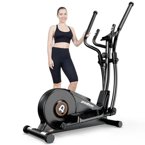pooboo Elliptischer Crosstrainer mit 16-stufigem Widerstand und hyperleisem Magnetleitsystem, Ellipsentrainer für zu Hause mit LCD-Monitor und 15,5 Zoll Schrittlänge
