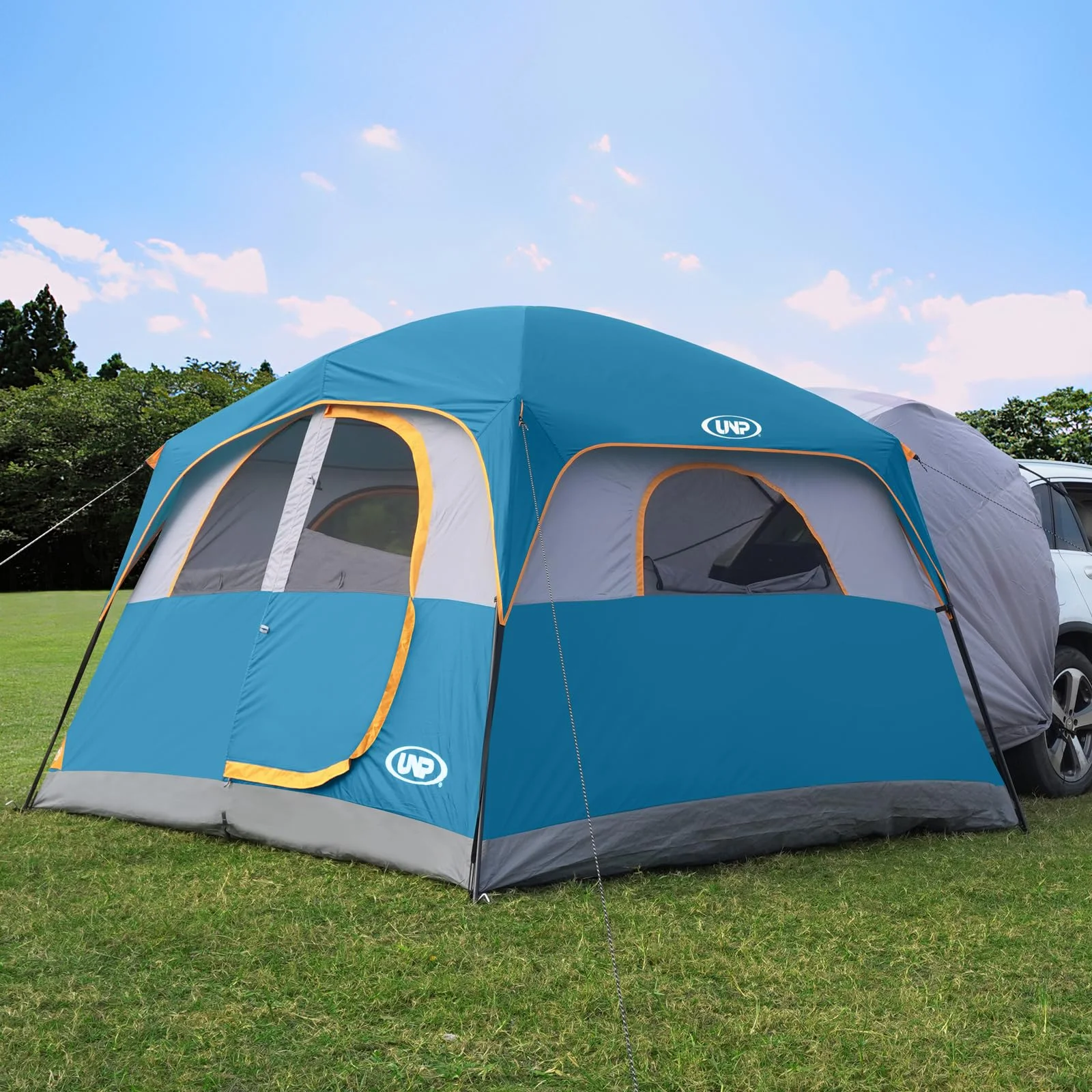 UNP Heckzelt Auto, SUV Zelt für Camping 6 Personen - 2 in 1 Autozelt Einfacher Aufbau mit Regenschutz, Familienzelt 3 m x 2,7 m x 2 m (H)