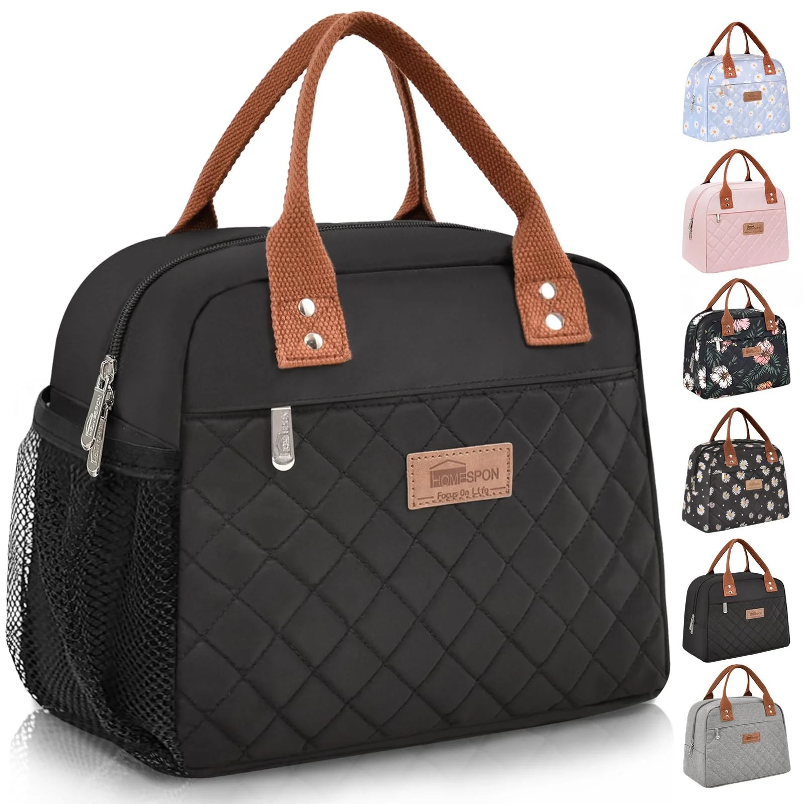 HOMESPON Isolierte Lunchtasche Kühltasche, für Damen Herren Arbeit Picknick | Fronttasche, Seitentaschen, Wiederverwendbar, Arbeit, Picknick, Brotdose