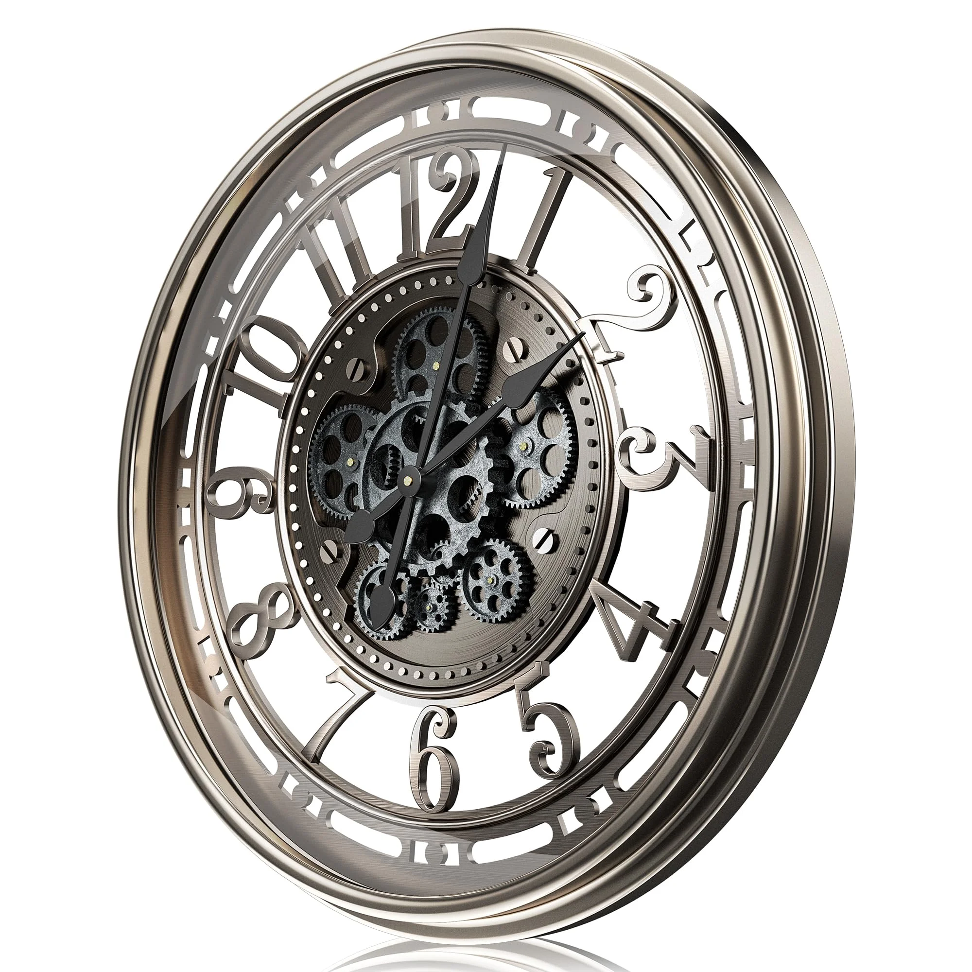 TOKTEKK Wanduhr Große 70cm mit Bewegliche Zahnrad, Vintage R
