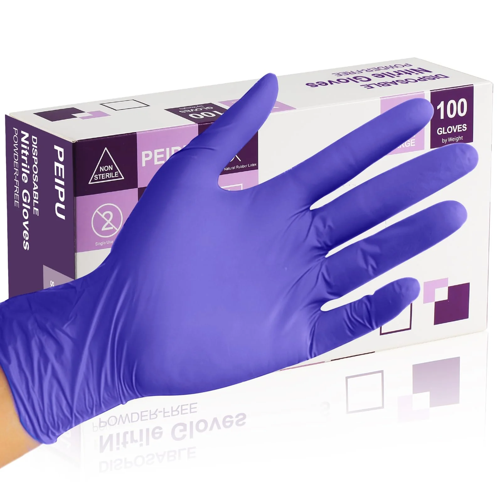 PEIPU Nitrilhandschuhe, 100 Stück, XL | Einweg, Puderfrei, Latexfrei, Unsteril, Für Reinigungsarbeiten