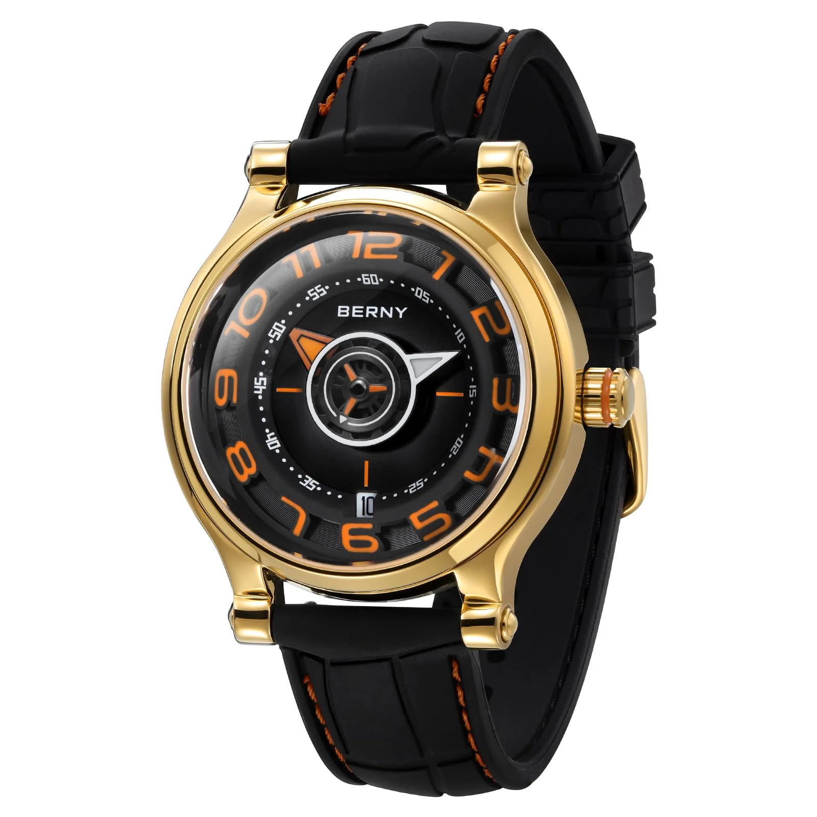 BERNY Gold Uhr für Frauen Quarz Uhr Ungleichmäßig Quadratisc