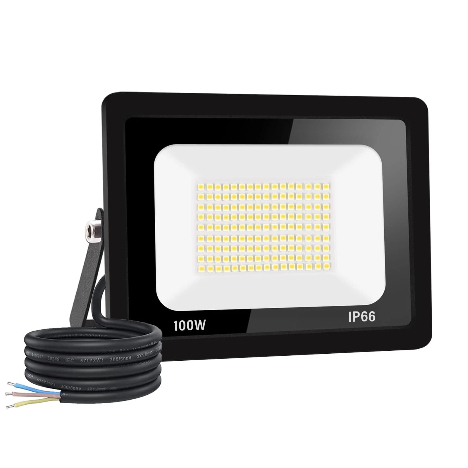 Jefedana 100W LED Außenstrahler 10000LM 6000K IP66, 1 Stück | Superhell 10000LM, IP66 wasserdicht, 6000K Kaltweiß, ideal für Garten Garage Hotel Sportplatz, langlebig