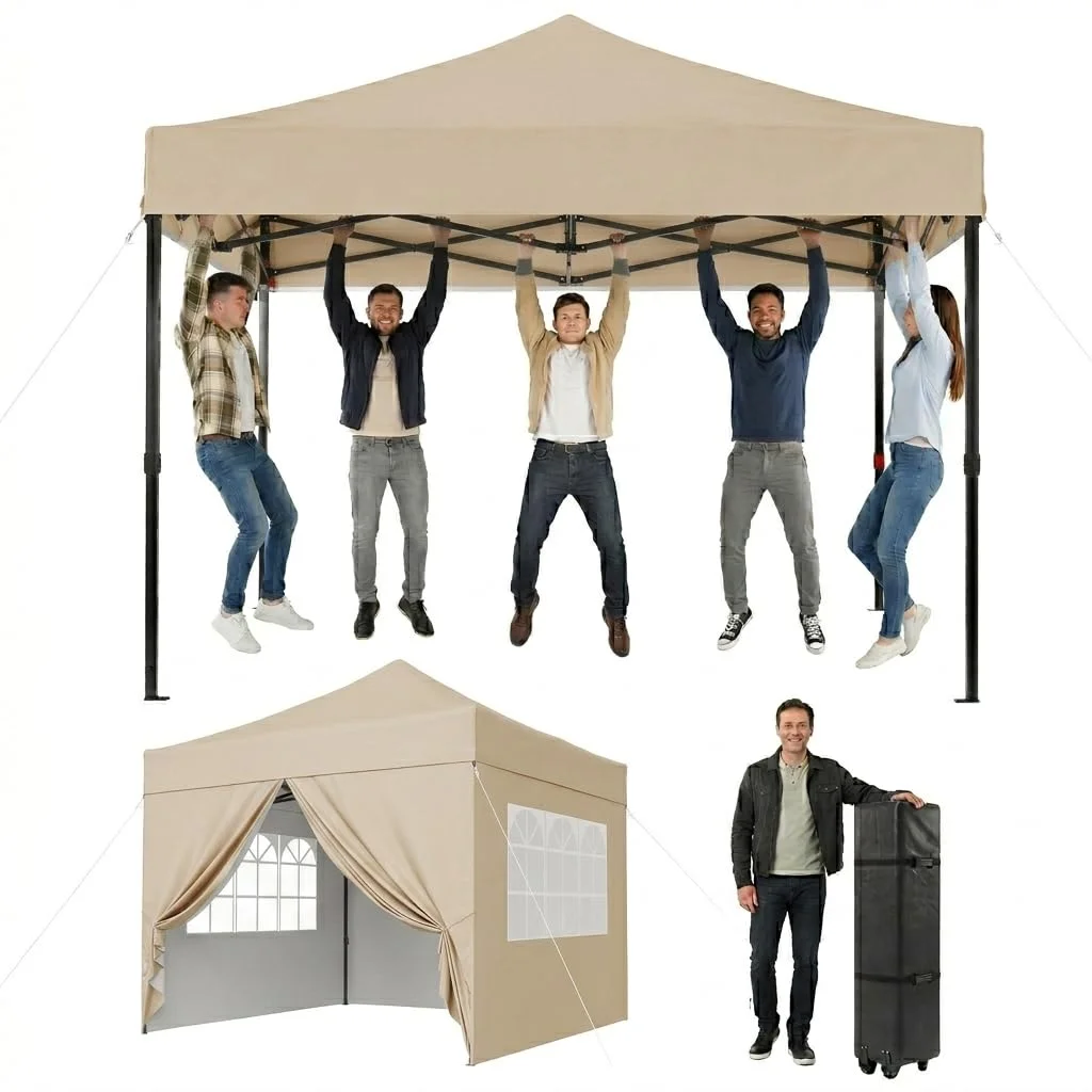 Aoxun Faltpavillon Wasserdicht Stabil Winterfest, Pop Up Pavillon mit Handtasche, UV-Schutz Gartenpavillon Partyzelt Fuer Camping, Strand, Hochzeit und Outdoor Shelter