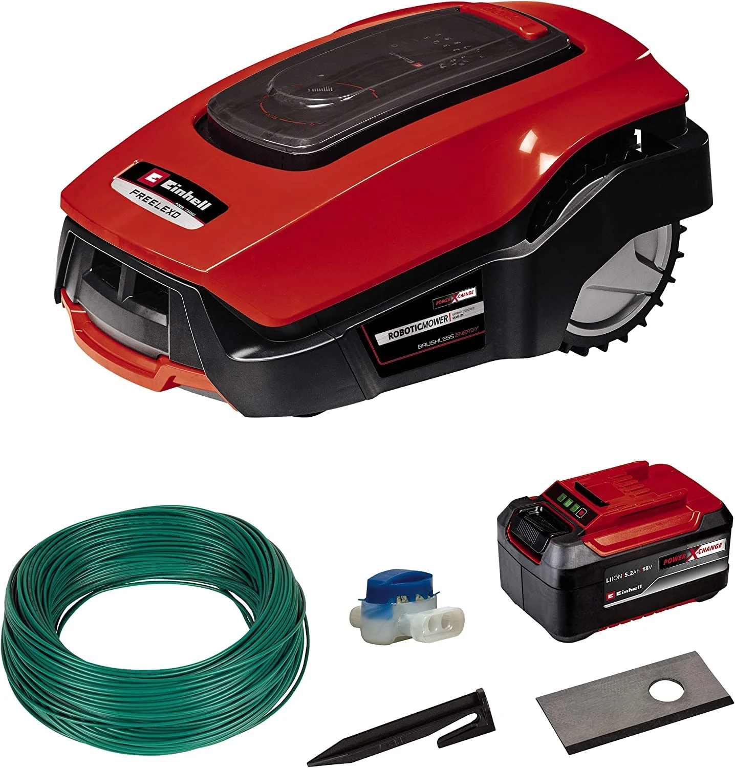 Einhell Mähroboter FREELEXO 1200 LCD BT (für bis zu 1200 m², Multizonen-Mäher, Bluetooth App-Steuerung, für Steigungen bis 35%, inkl. PXC-Akku und Installationszubehör) | PXC | bis zu 1200 m² | Steuerung per Bluetooth App | Multizone | bis zu 35% Steigung | inkl. akku & installationszubehör
