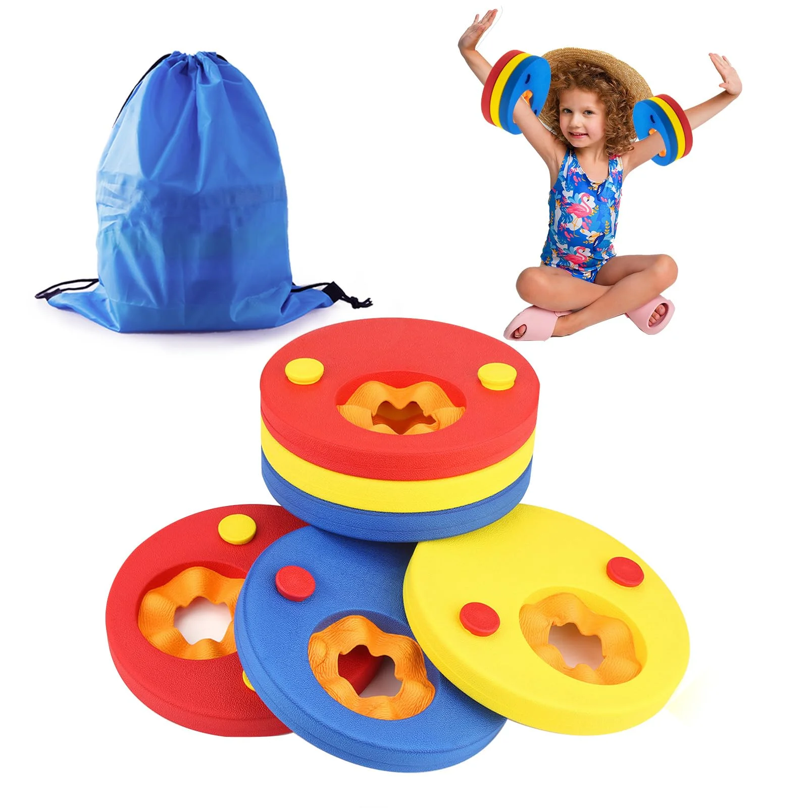 6 Stück Schwimmflügel für Kinder 2-7 Jahre, Schwimmscheiben Kinder, Eva Schaum Schwimmflügel ohne Aufblasen, Auftriebshilfe Schwimmhilfe zum Schwimmen Lernen für Kleinkind Mädchen Junge