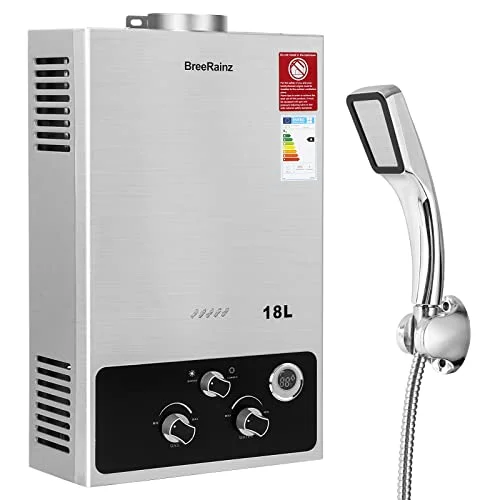 BreeRainz Gasdurchlauferhitzer 18LPM | 36KW LPG Propan Butan Warmwasserbereiter, Durchlauferhitzer, Warmwasserspeicher, Für Zuhause, Für Wohnmobile