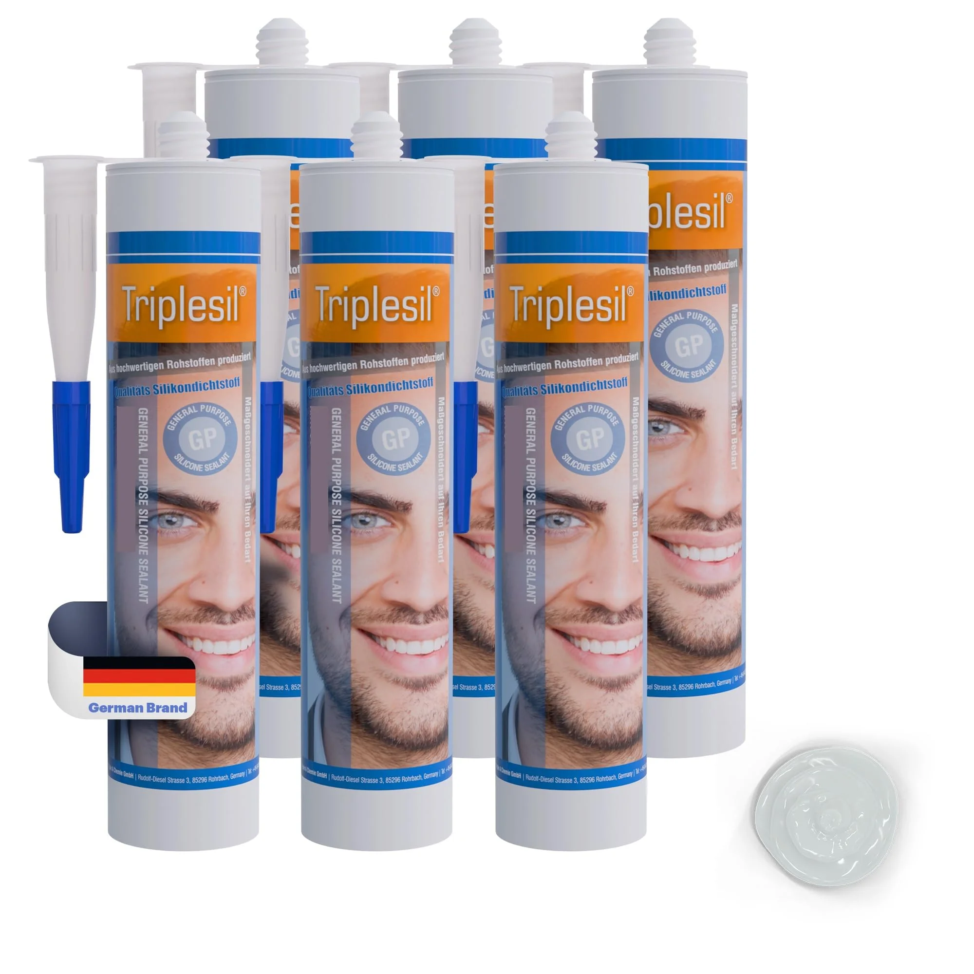 Triplesil Premium Sanitär Silikon 6 x 310 ml Transparent– Silikon Dichtstoff für Bad, Küche & Fenster – Wasserdicht – Silikon zum Abdichten Innen & Außen –UV Fugensilikon (6x transparent)