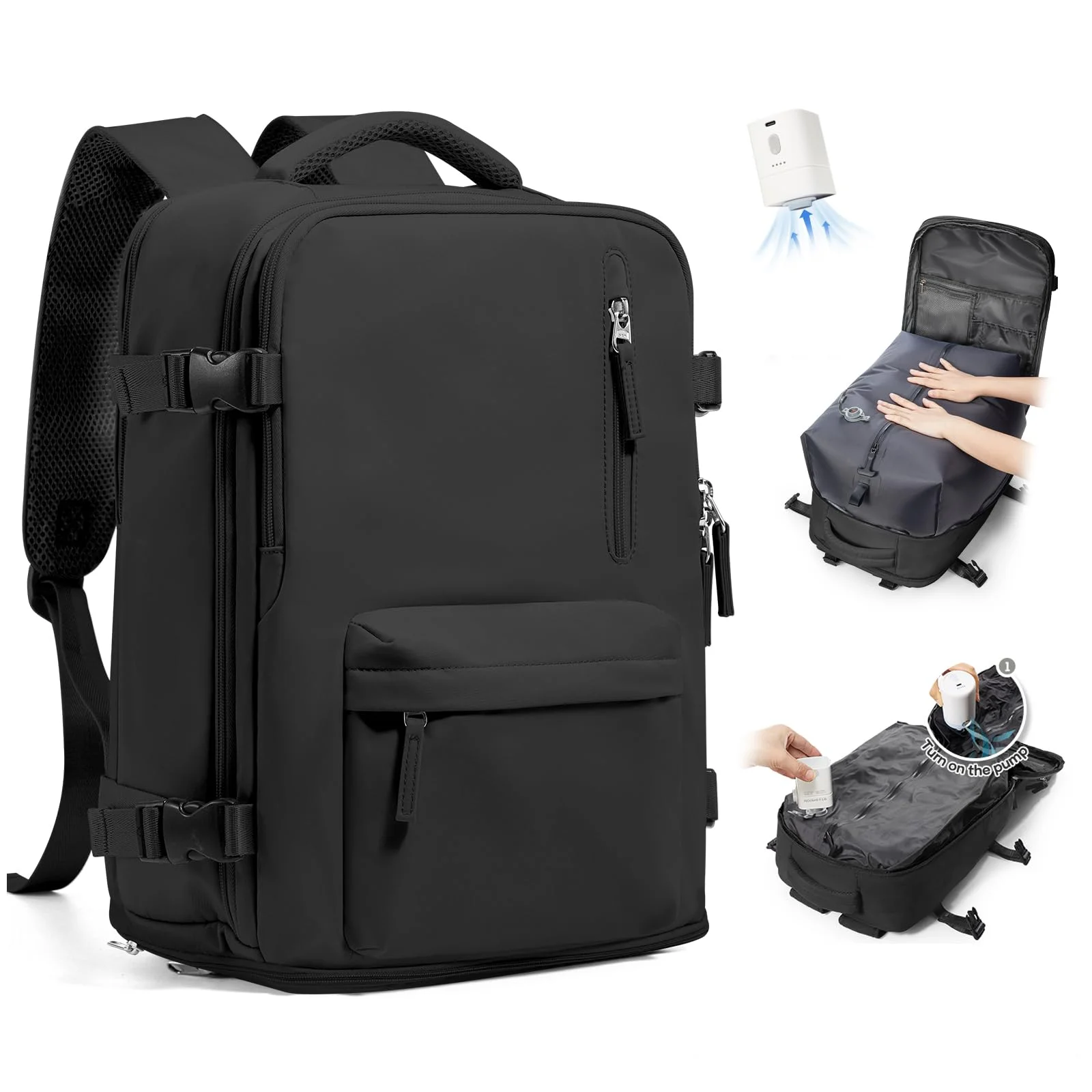 SZLX Vakuum Rucksack mit pumpe Ryanair Handgepäck 40x30x20 Damen Wizzair Handgepäck 40x30x20 Vakuum Reiserucksack mit pumpe Easyjet Wasserdicht Herren für 14-Zoll-Laptops mit Schuhfach