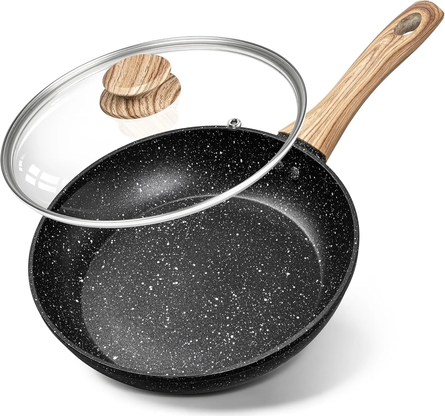 MICHELANGELO Antihaft Pfanne mit Deckel 30 cm, Bratpfanne 30 cm, Granit Beschichtung, Induktion Kompatibel, Omelette-Pfanne, Gesunde Stein Kochgeschirr, PFOA Frei