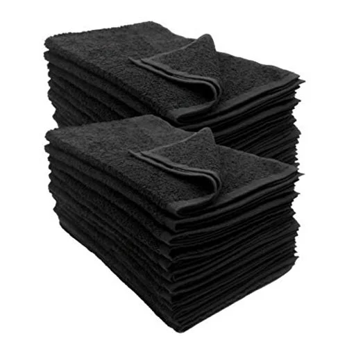 IC-collection 12er Pack Friseurhandtuch - schwarz - farbecht (Indanthren) - 100% Baumwolle - 400gr/m2 (Frottee, 40 x 90 cm)