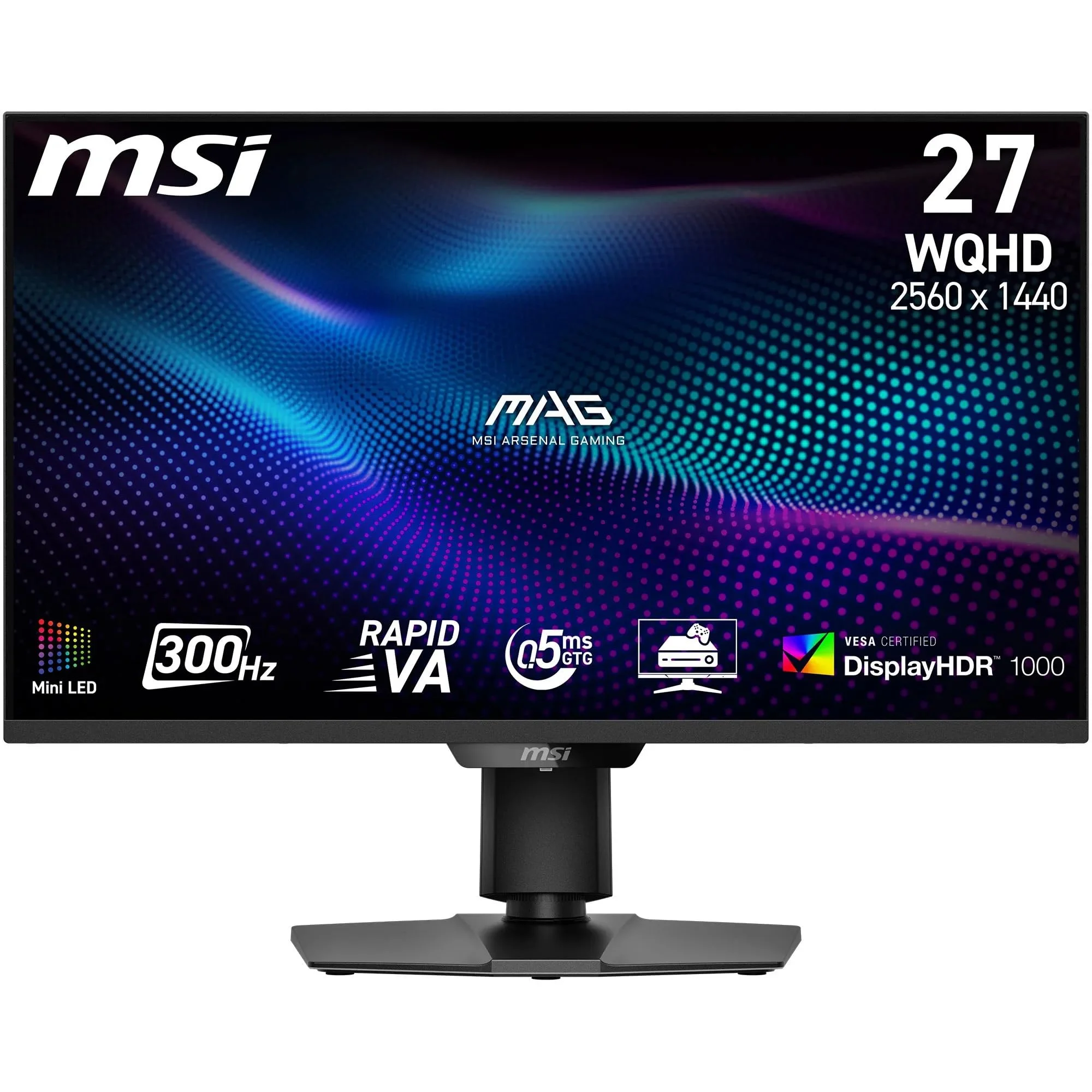 MSI MAG 274QPFDE X30MV 27 Zoll Gaming Monitor, WQHD, 300Hz, schwarz | WQHD-Gaming-Monitor, 2560 x 1440 Rapid VA, 0,5 ms, DisplayHDR 1000, Mini-LED, HDMI 2.1, DP 1.4a, Neigung und Höhe verstellbar