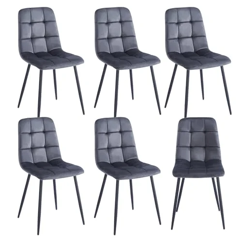 ELDIBRO 2/4/6er Set Esszimmerstühle Bouclé Gepolstert: Moderne Küchenstühle mit Weicher Rückenlehne und Metallbeinen - Stoffstuhl für Esszimmer Wohnzimmer Schlafzimmer