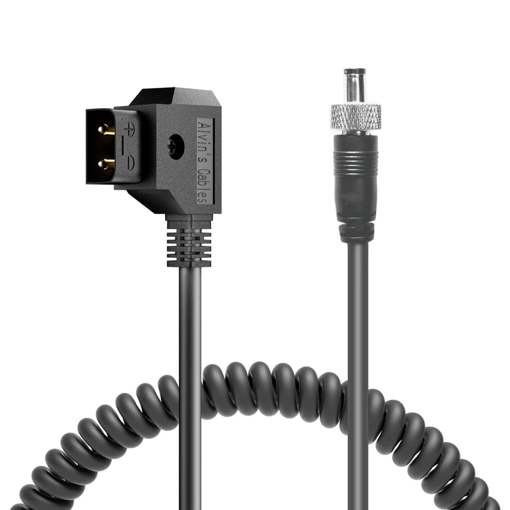 Alvin's Cables D-Tap auf DC 5.5 2.1 Locking Strom-Spiralkabel für Atomos Ninja V | Shogun, Hollyland Mars 400s Monitor, Blackmagic Video Assist 12G| Micro 4K G2