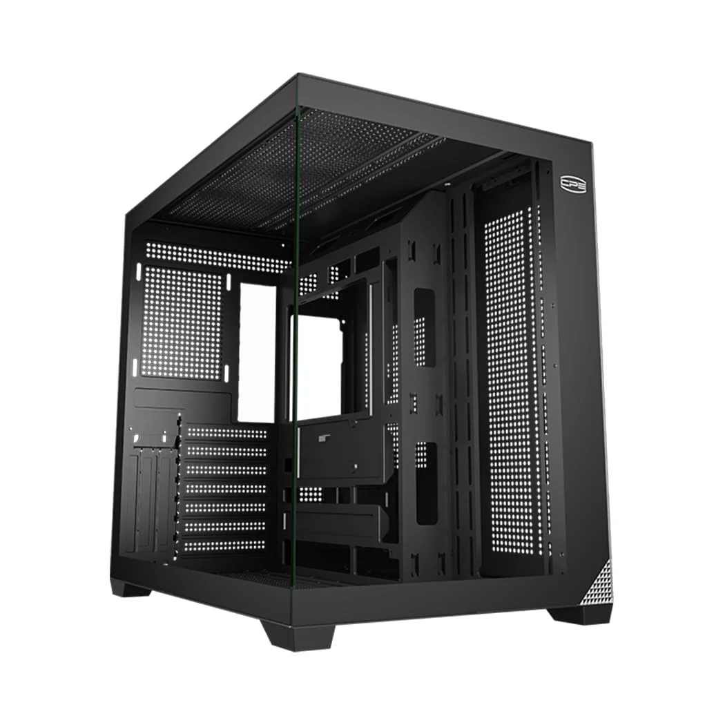 CPS C3 T700 PC-behuizing ATX Mid Tower, Gehard Glas & Gaas Voorzijde, Hoge Luchtstroom, Ondersteuning voor ATX/Micro-ATX/ITX, Ondersteuning voor 360mm Radiator – Schwarz (Geen Ventilatoren Inclusief)
