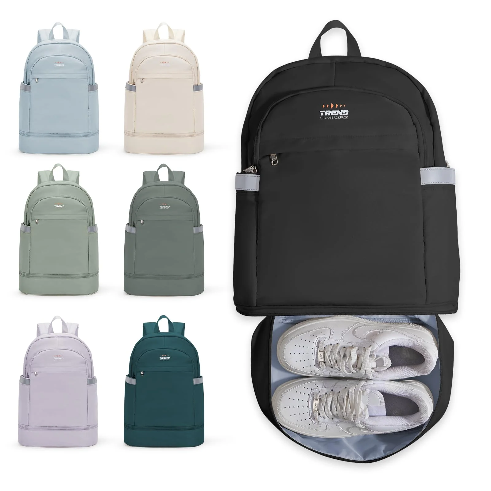 SZLX Sportrucksack für Frauen mit Schuhfach und Nasstasche Faltbarer Handgepäckrucksack Großer Reise-Laptop-Rucksack Wasserdichter Freizeitrucksack Sportrucksack Sporttasche für Schwimmen Yoga Schwarz