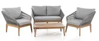 11tlg. Lounge-Set aus Akazienholz und Rope-Geflecht inkl. Polsterauflage - Grau