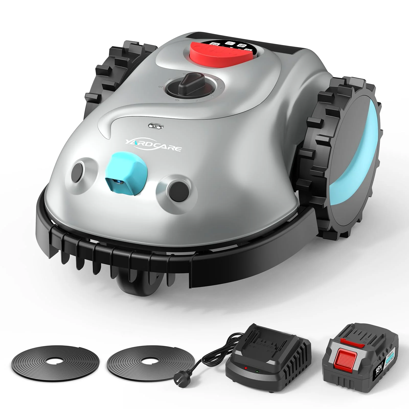 (2026 Neu) YARDCARE V100 Mähroboter ohne Begrenzungskabel, mit Vision-Navigation, Hindernisvermeidung(150 Arten), 4,0 Ah Akku Rasenmäher Roboter, Rasenroboter mit Magnetband, Ersatzklingen