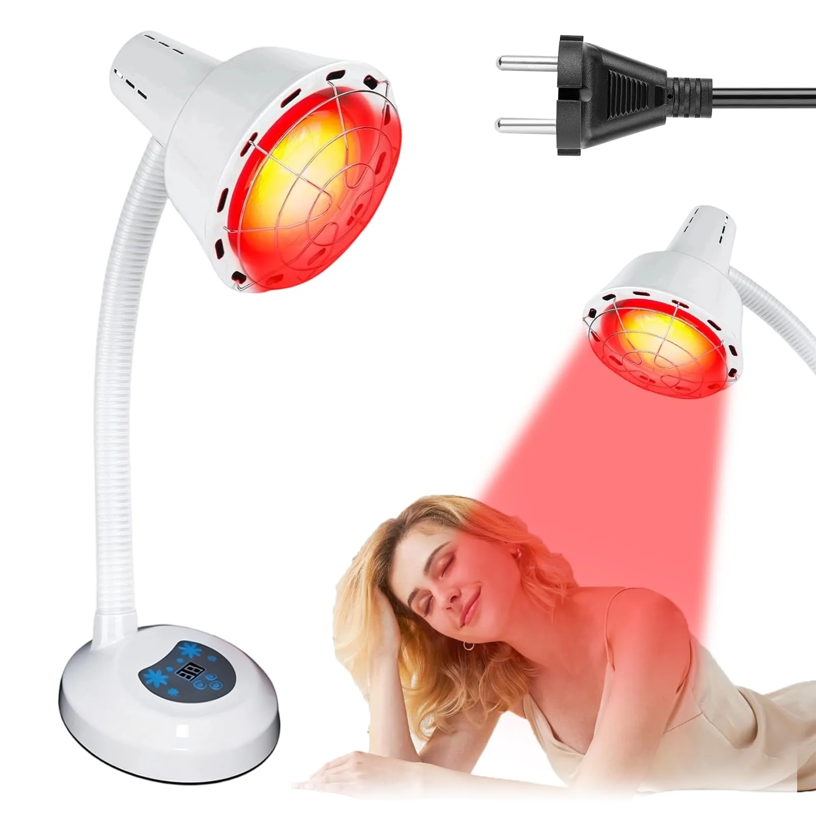Zinueen Rotlichtlampe, Infrarotlampe mit Timer für Gesicht und Körper | Einstellbare Temperatur & Neigungswinkel, Tiefenwärme Therapie zur Linderung von Muskelermüdung